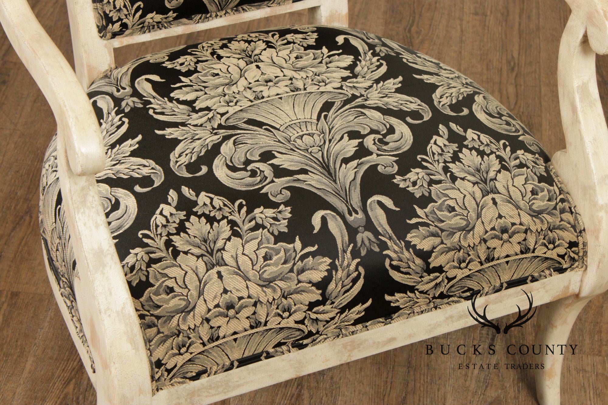 Regency Style Pair Of Painted Fauteuil Armchairs