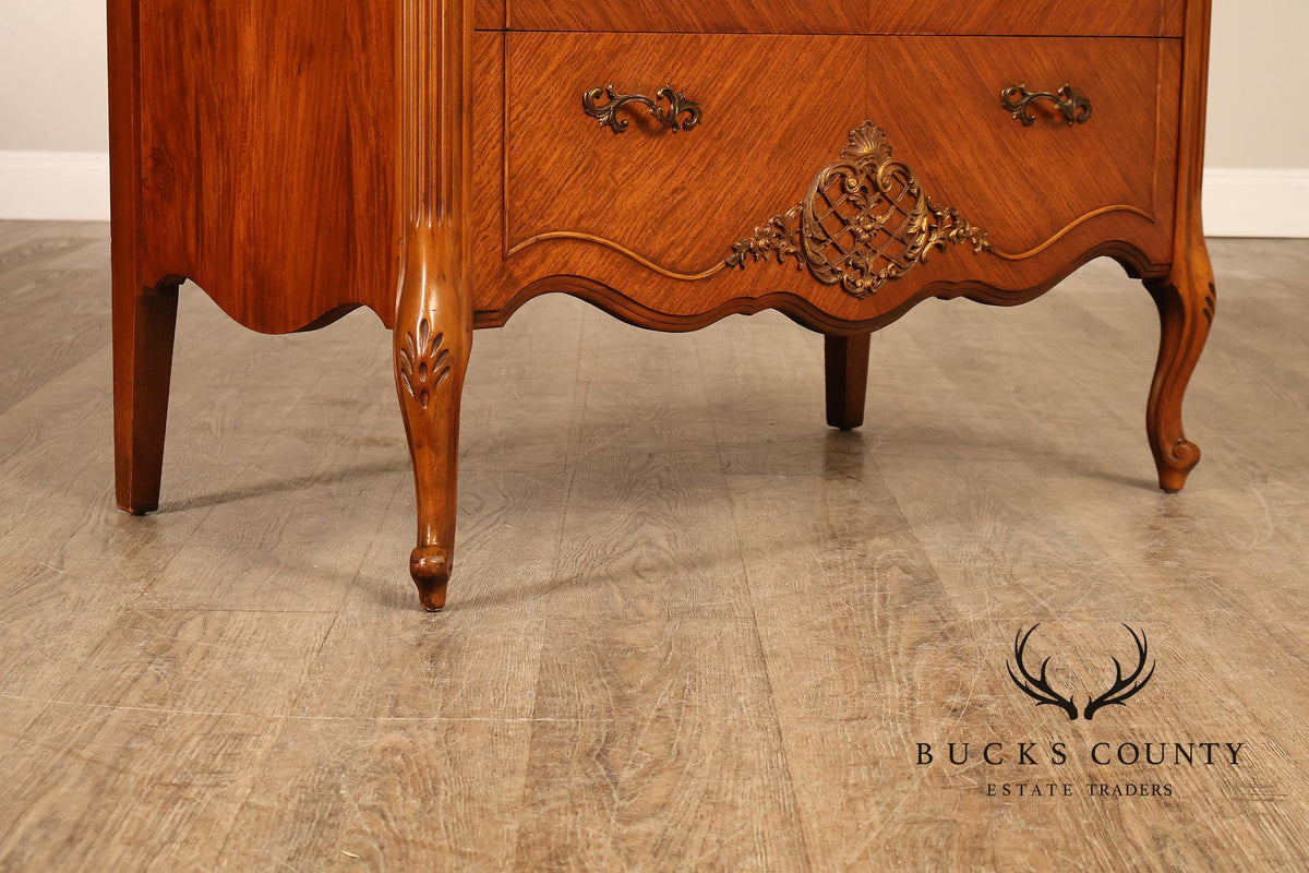 French Louis XV Style Satinwood High Chest Of Drawers