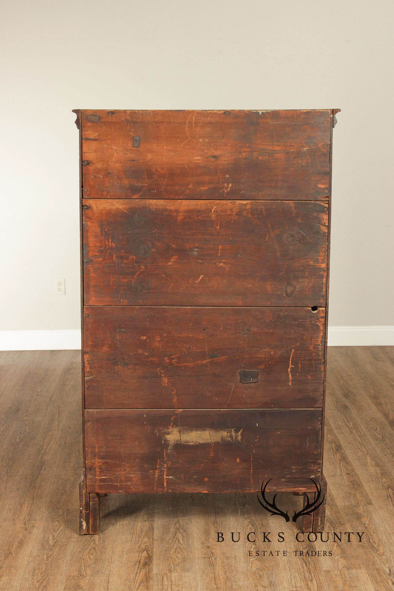 Antique American Chippendale Period Cherry Tall Chest Of Drawers