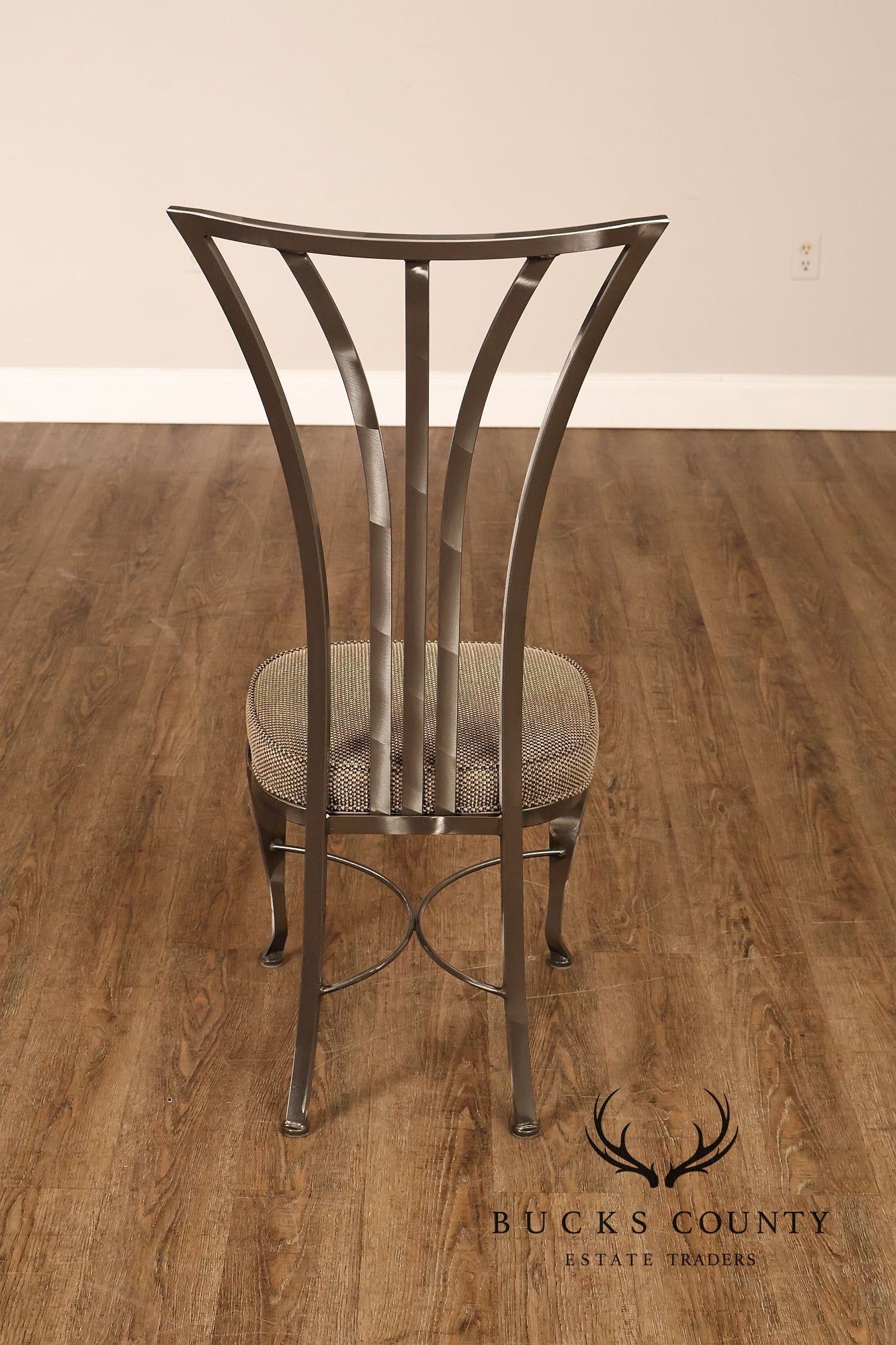 Shaver Howard Modern Style Set Of Eight Brushed Steel Dining Chairs