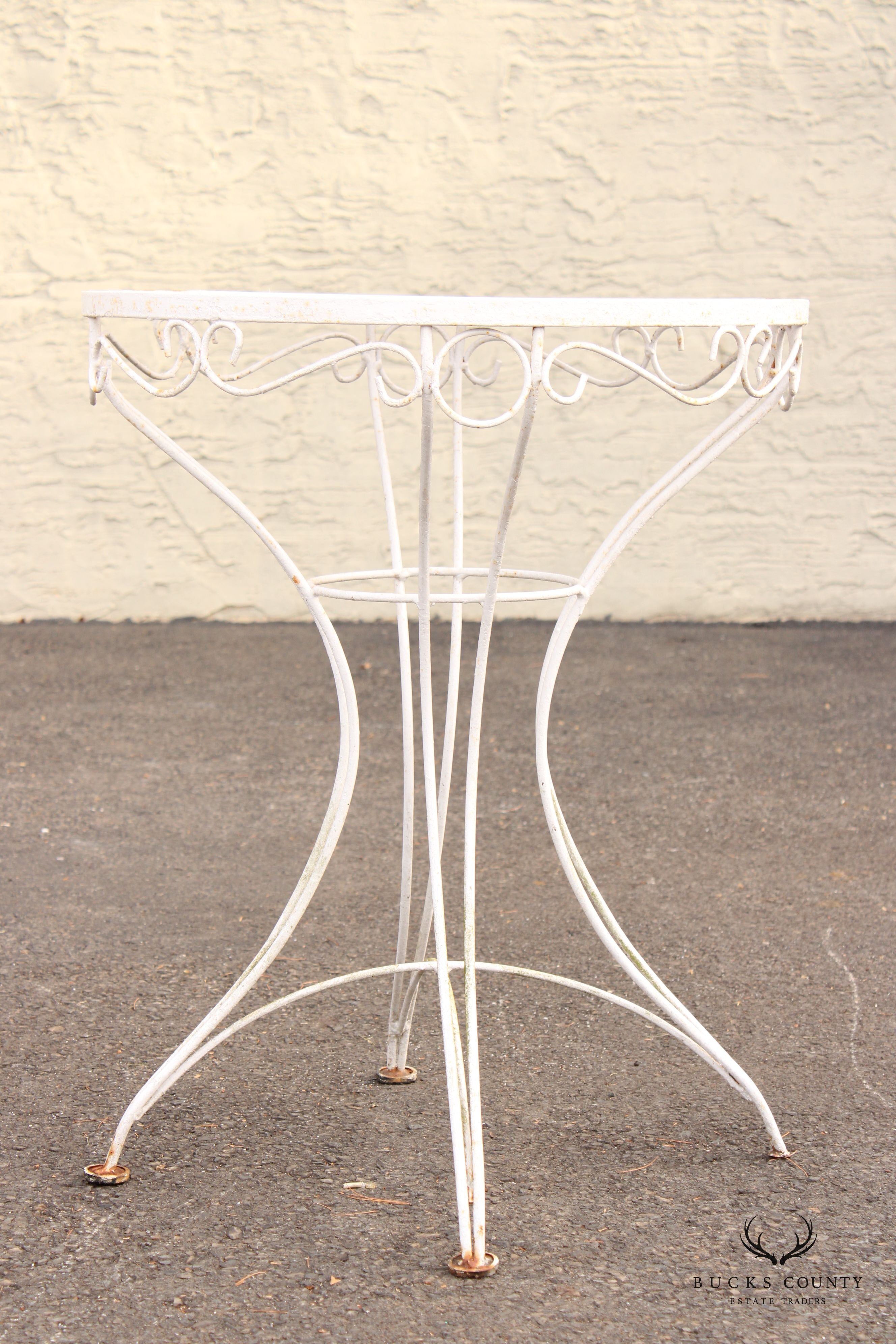 Vintage Wrought Iron Round Outdoor Garden Accent Table