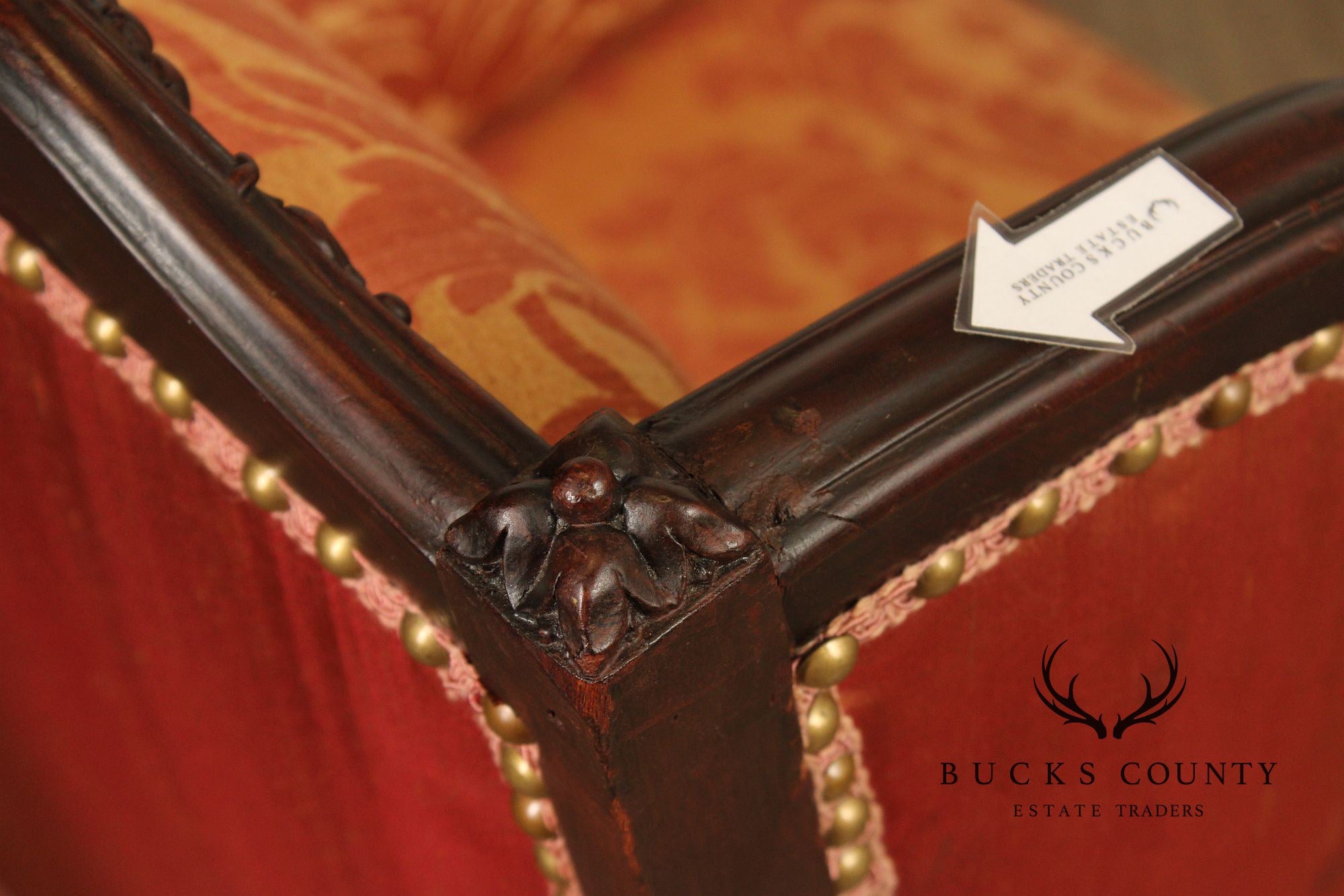 English Regency Style Antique Carved Mahogany Armchair