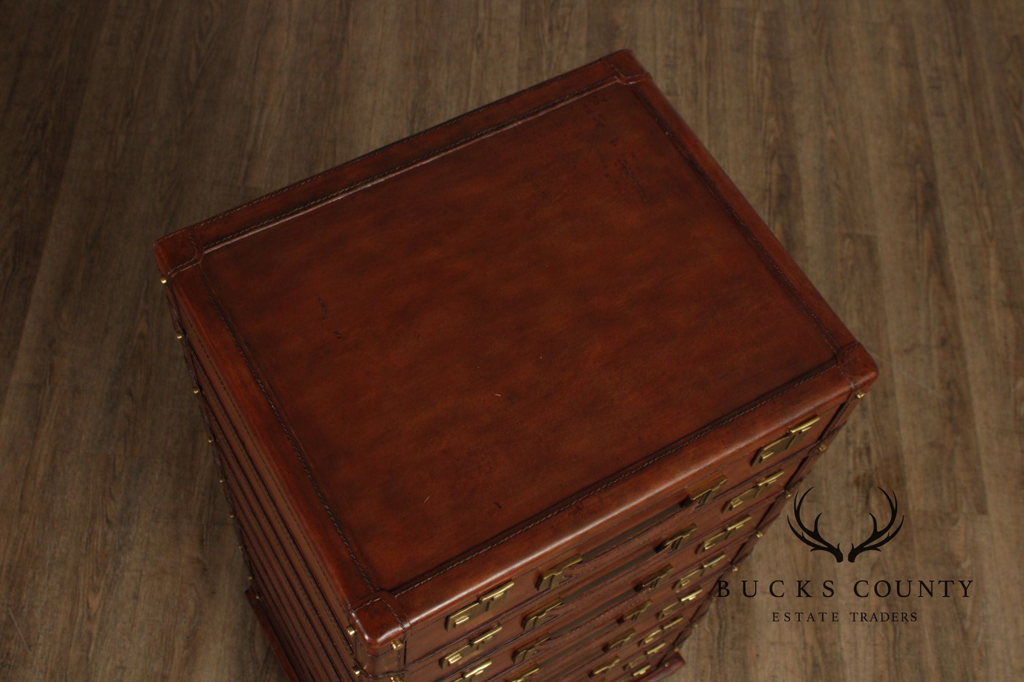 Maitland Smith Leather Stacking Luggage Chest Of Drawers