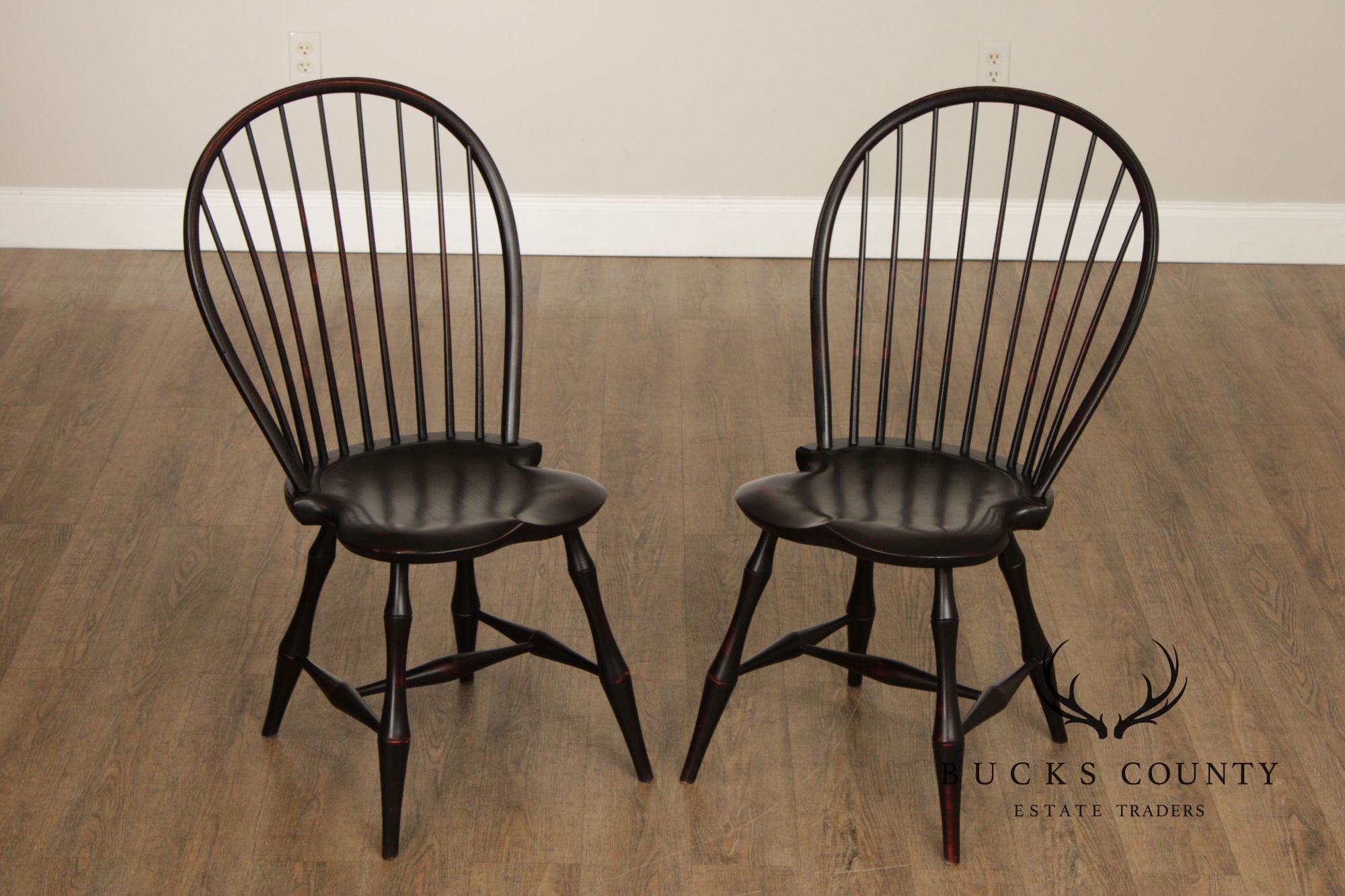 D.R. Dimes Pair of Ebonized Windsor Chairs