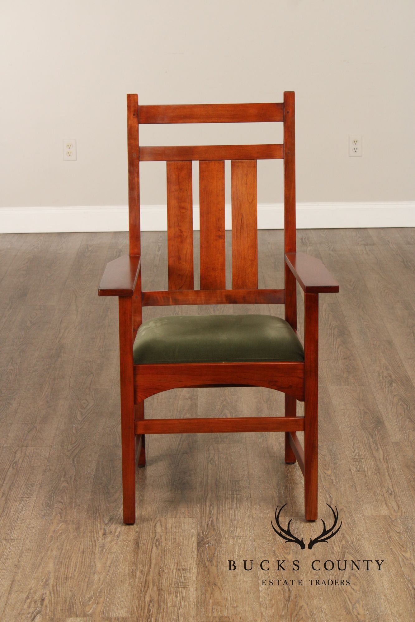 Stickley Mission Collection Set of Four Harvey Ellis Cherry Dining Armchairs