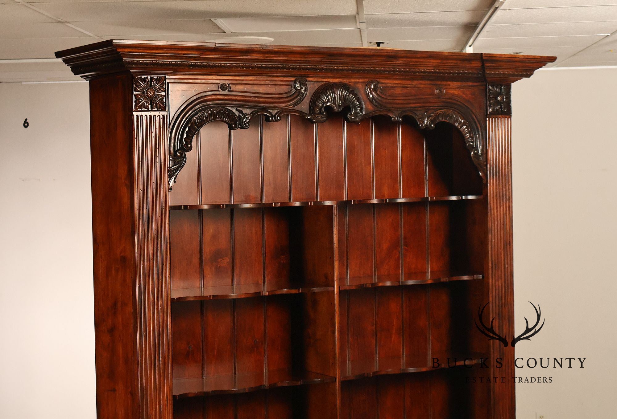 Henredon Monumental Rococo Style Carved Open Bookcase