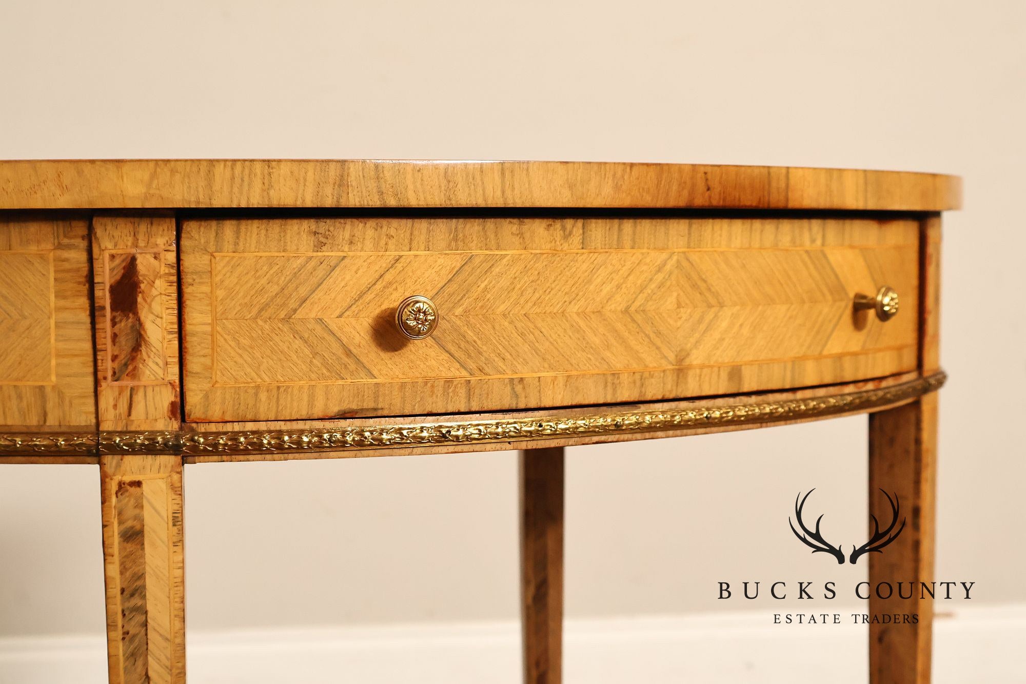 Maitland Smith Two-Tier Mixed Wood Sunburst Occasional Table