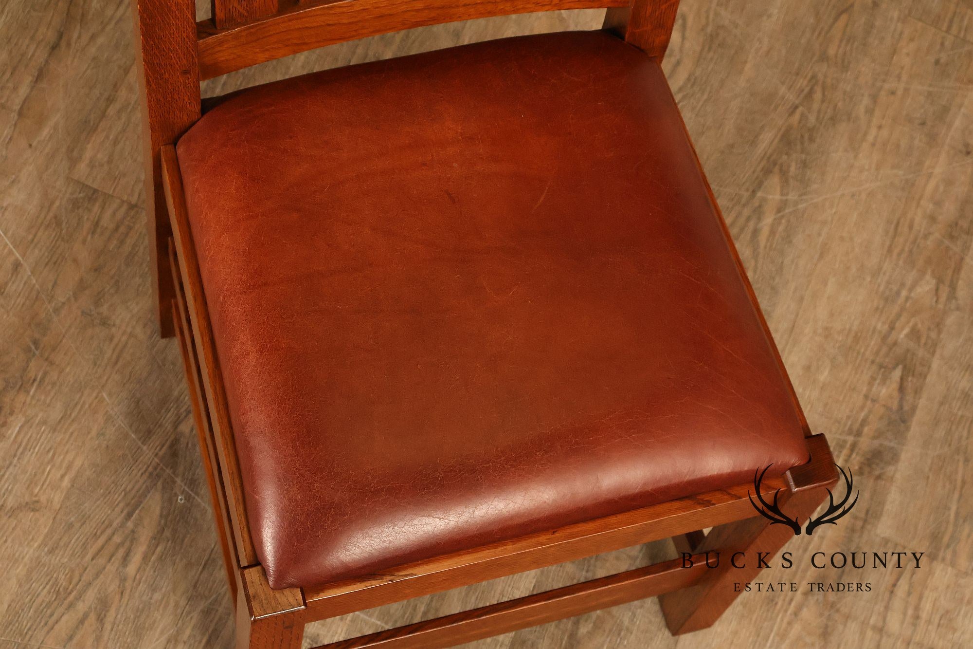 Stickley Mission Collection Set of Six Oak and Leather Dining Chairs