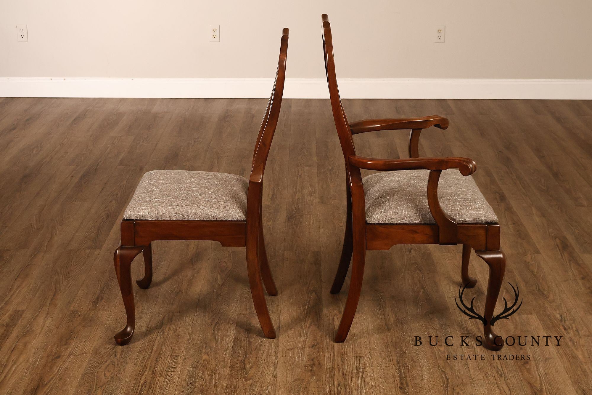 Queen Anne Style Set Of Six Cherry Dining Chairs