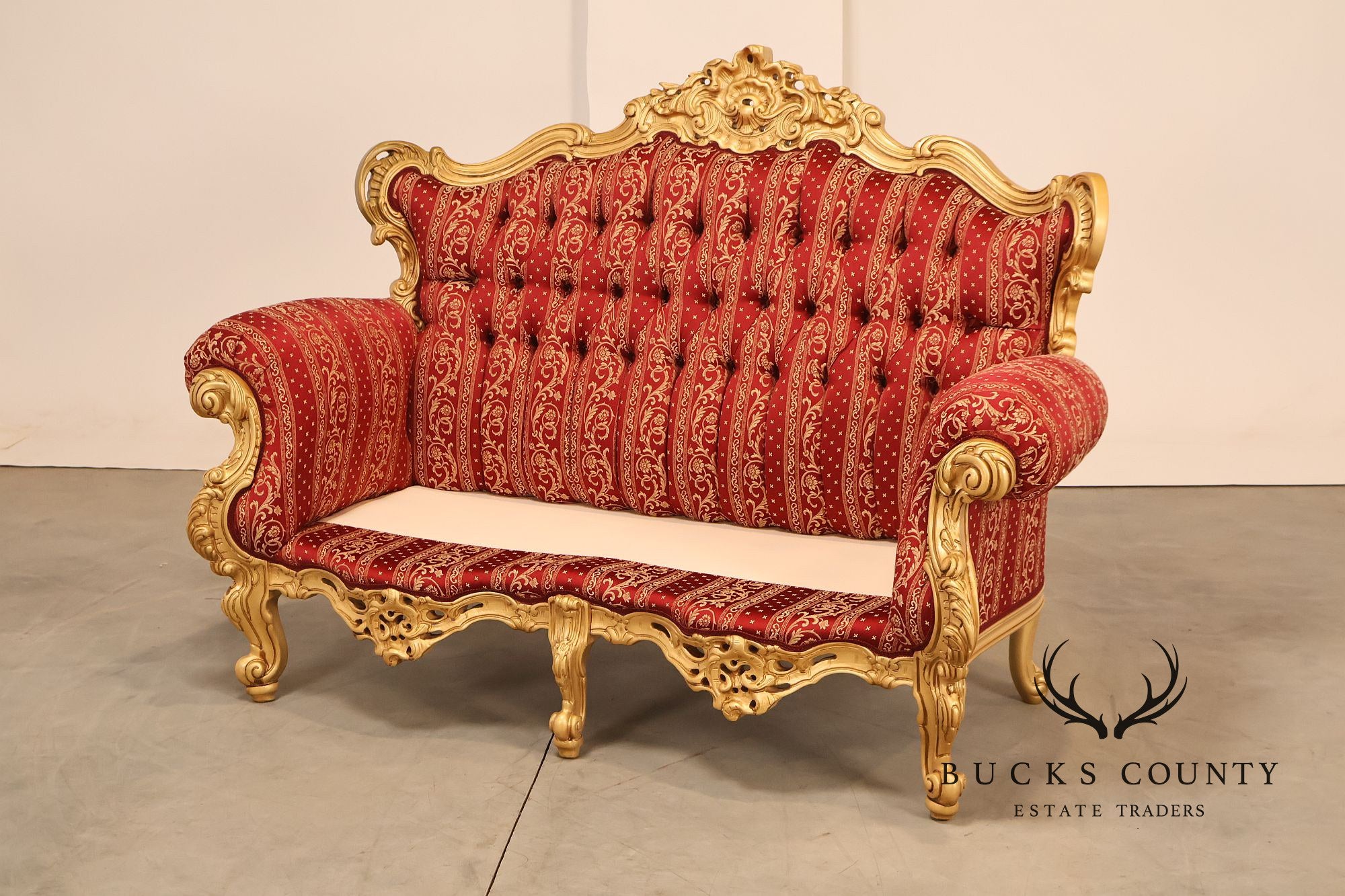Baroque Style Giltwood Tufted Sofa