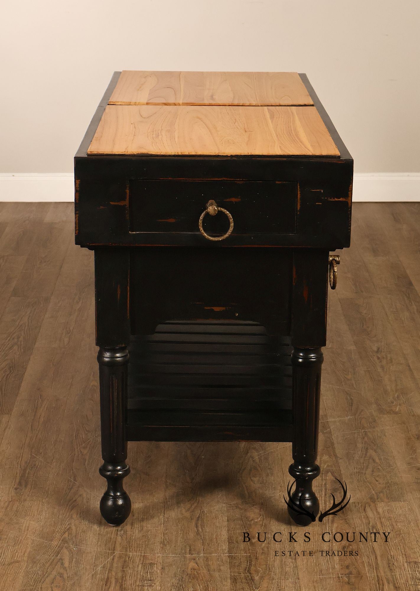 French Colonial Style Butcher Block Kitchen Island