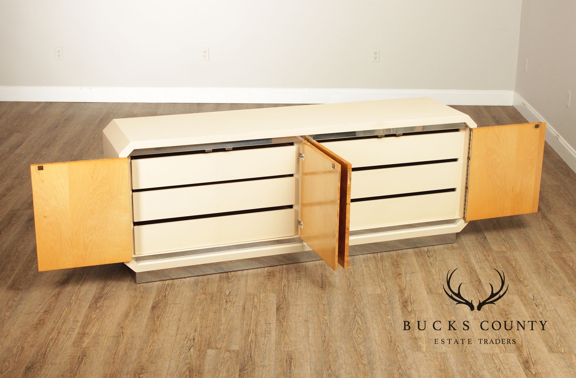 Pace Collection Mid Century Modern Burlwood and Lacquered Chest of Long Dresser Sideboard