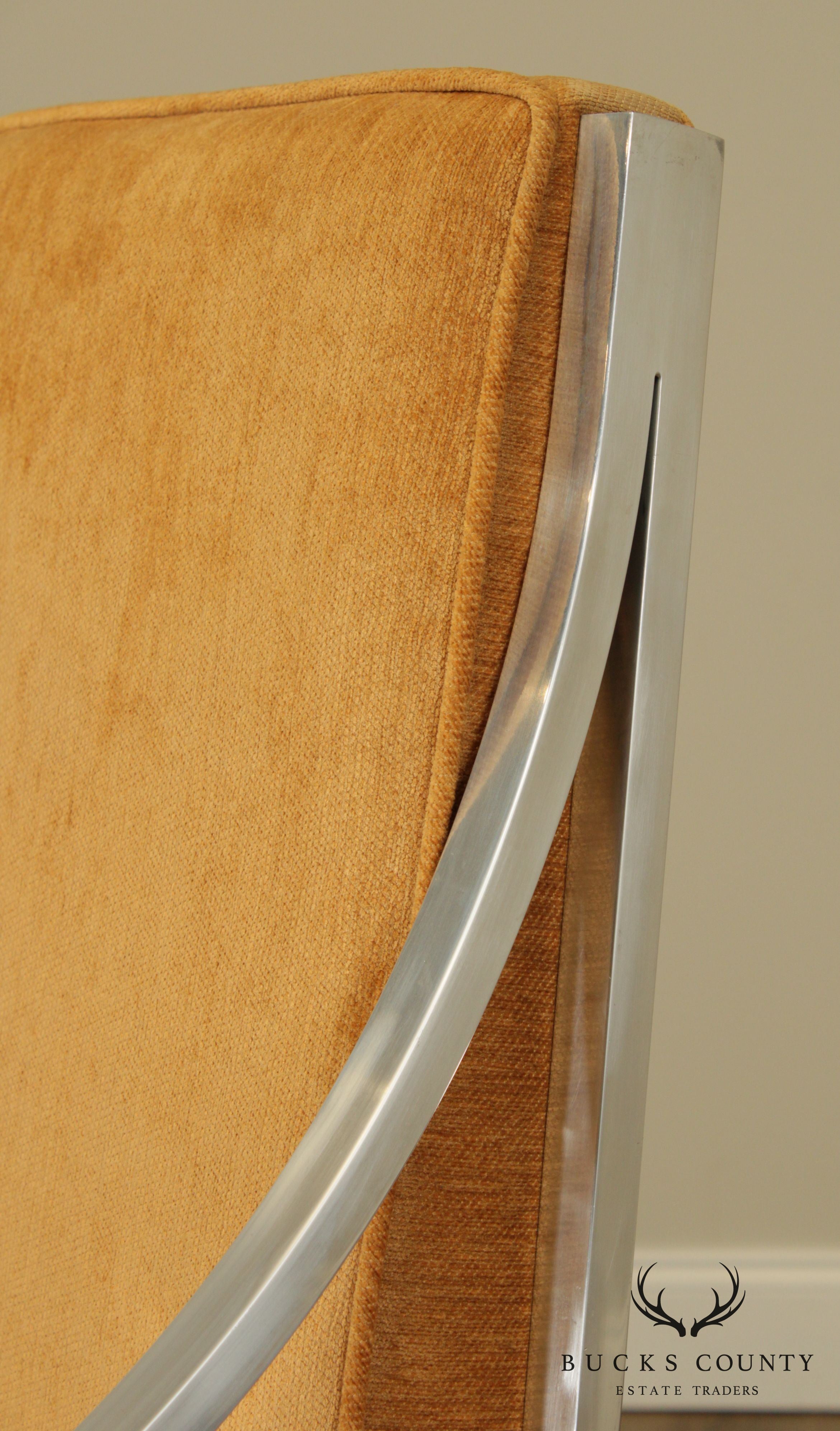 Mid Century Modern Aluminum Frame Upholstered Armchair