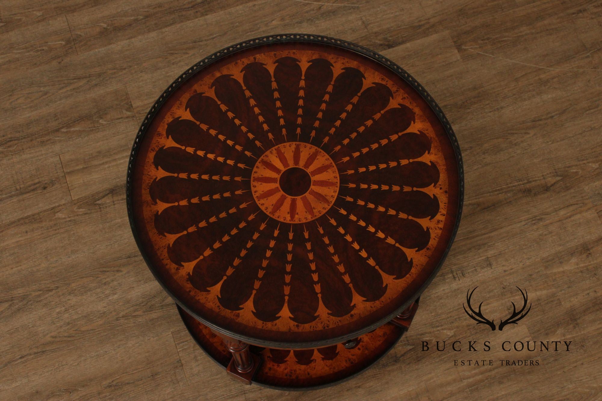 Theodore Alexander Round Two-Tier Inlaid Occasional Table