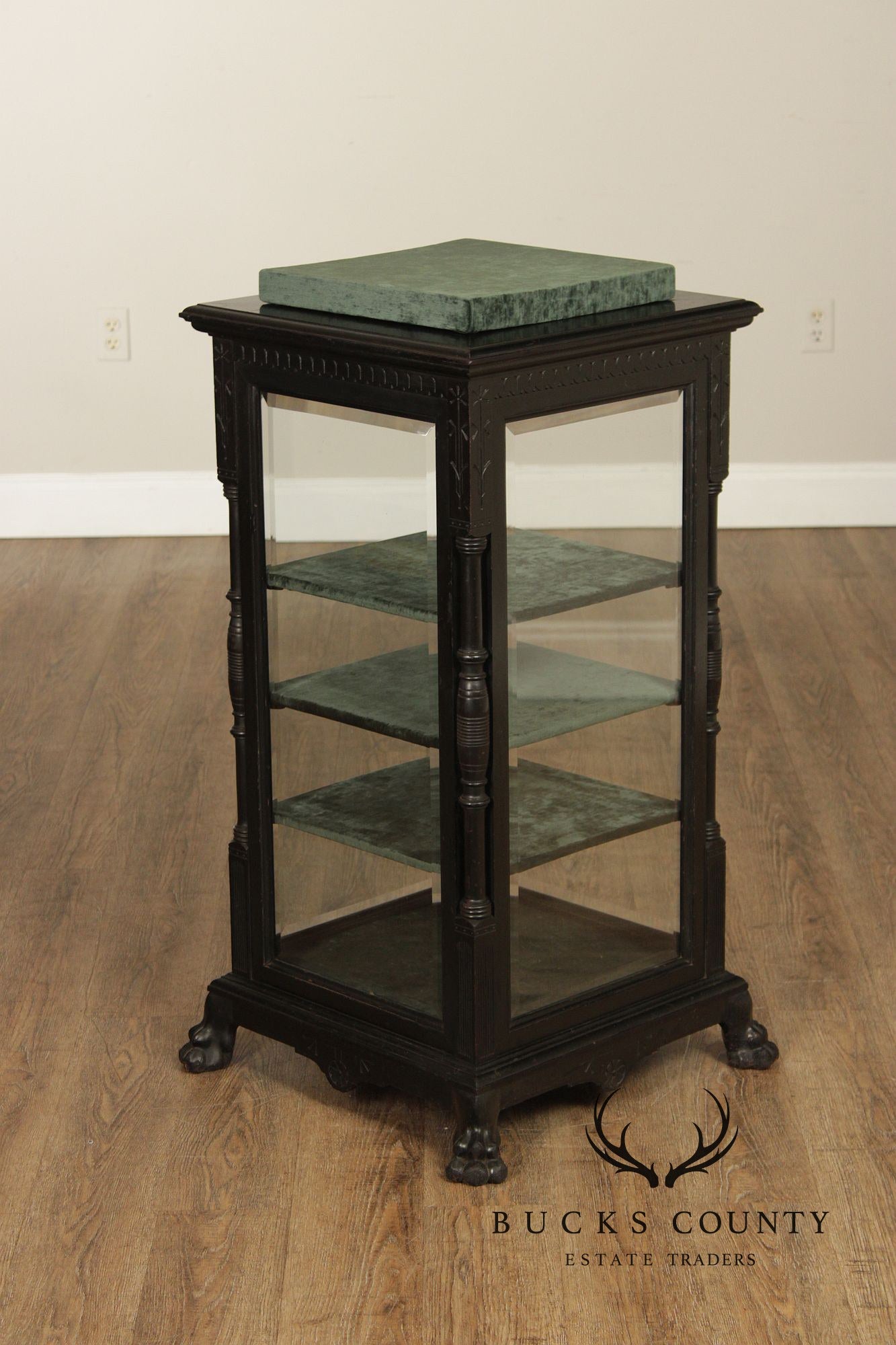 Antique Aesthetic Ebonized Jewelers Display Cabinet