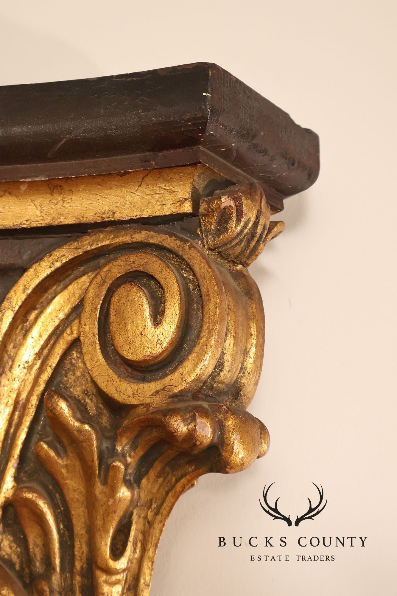 Pair Of Decorative Mirrored Wall Columns With Gilt Carved Capitals By Francisco Hurtado