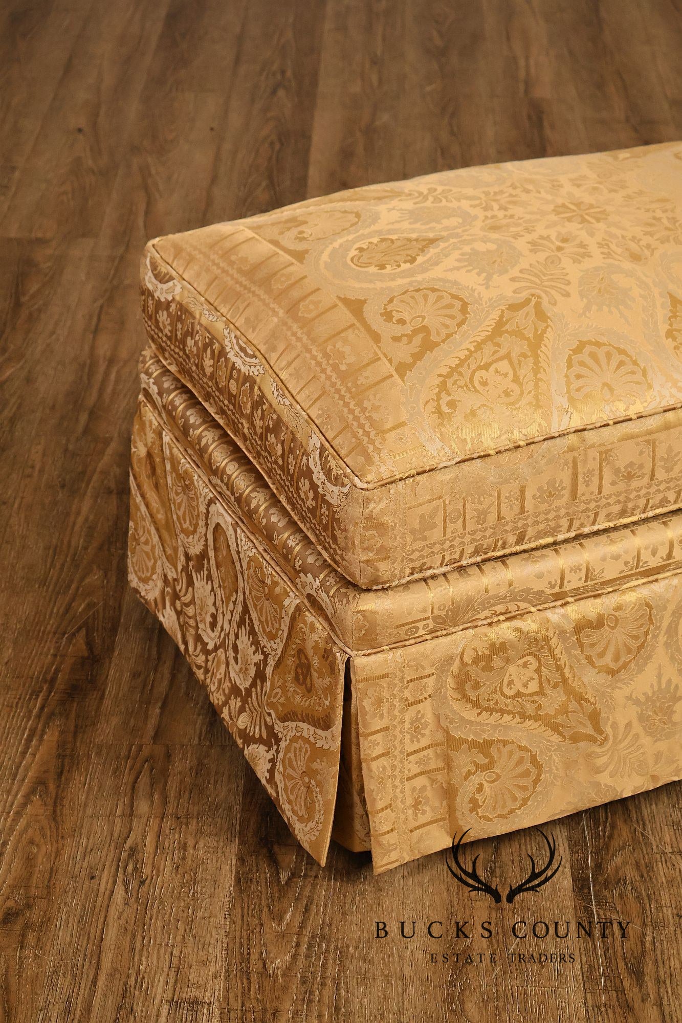 TRS Furniture Traditional Gold D amask Upholstered Lounge Chair And Ottoman