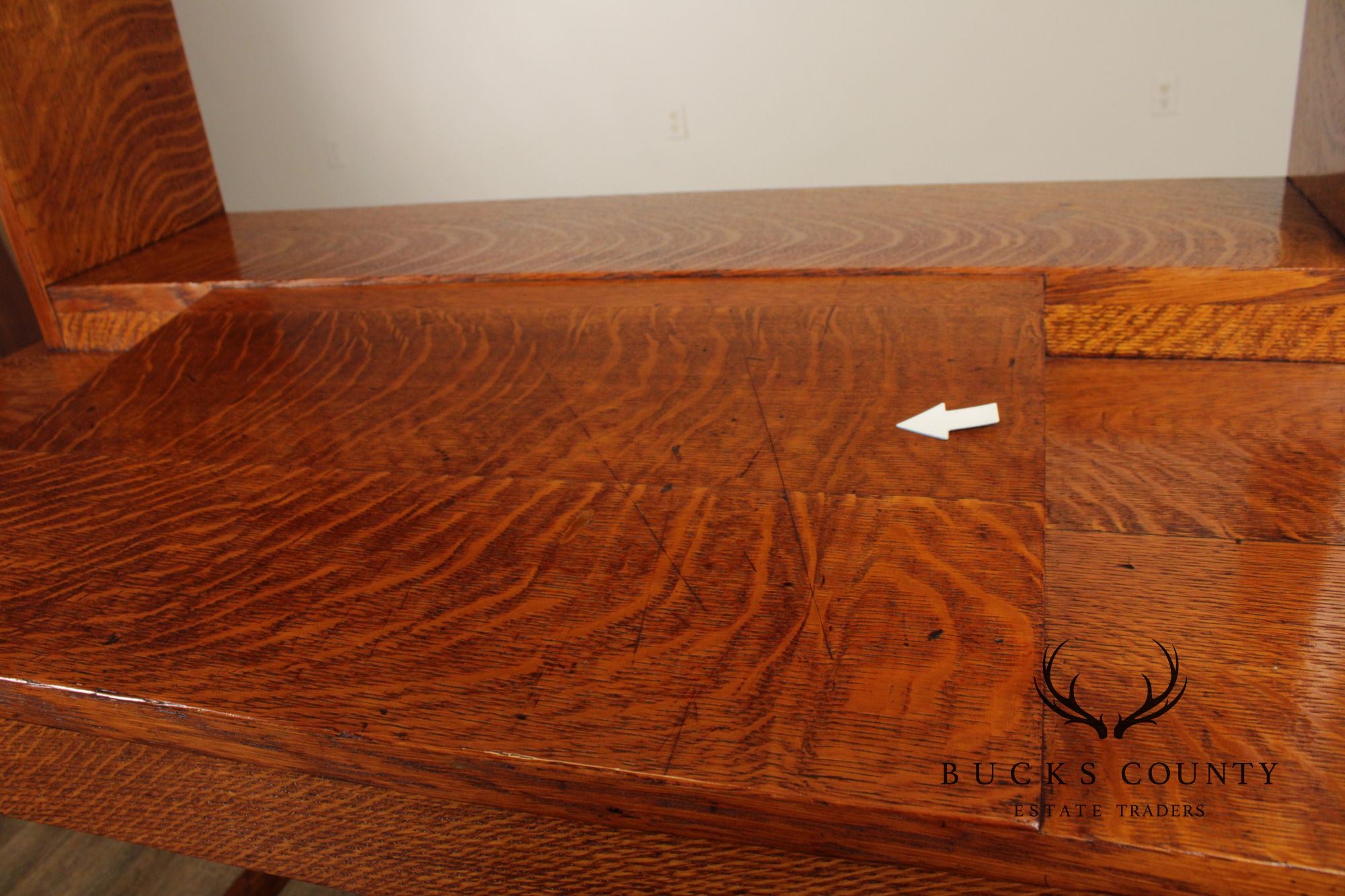 Antique Mission Oak Writing Desk With Bookcase Top