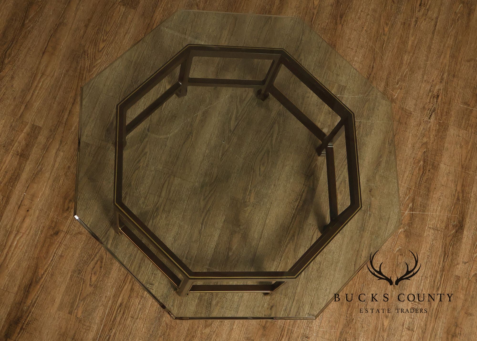 Asian Style Glass Top Octagonal Coffee Table