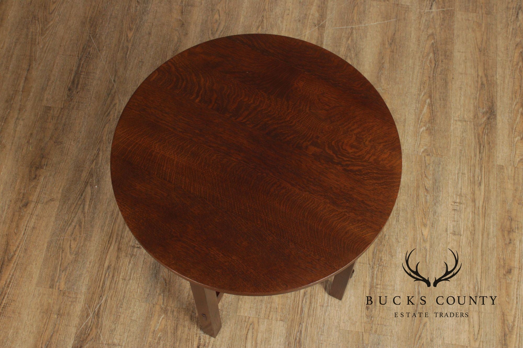 Stickley Mission Collection Oak Round Lamp Table