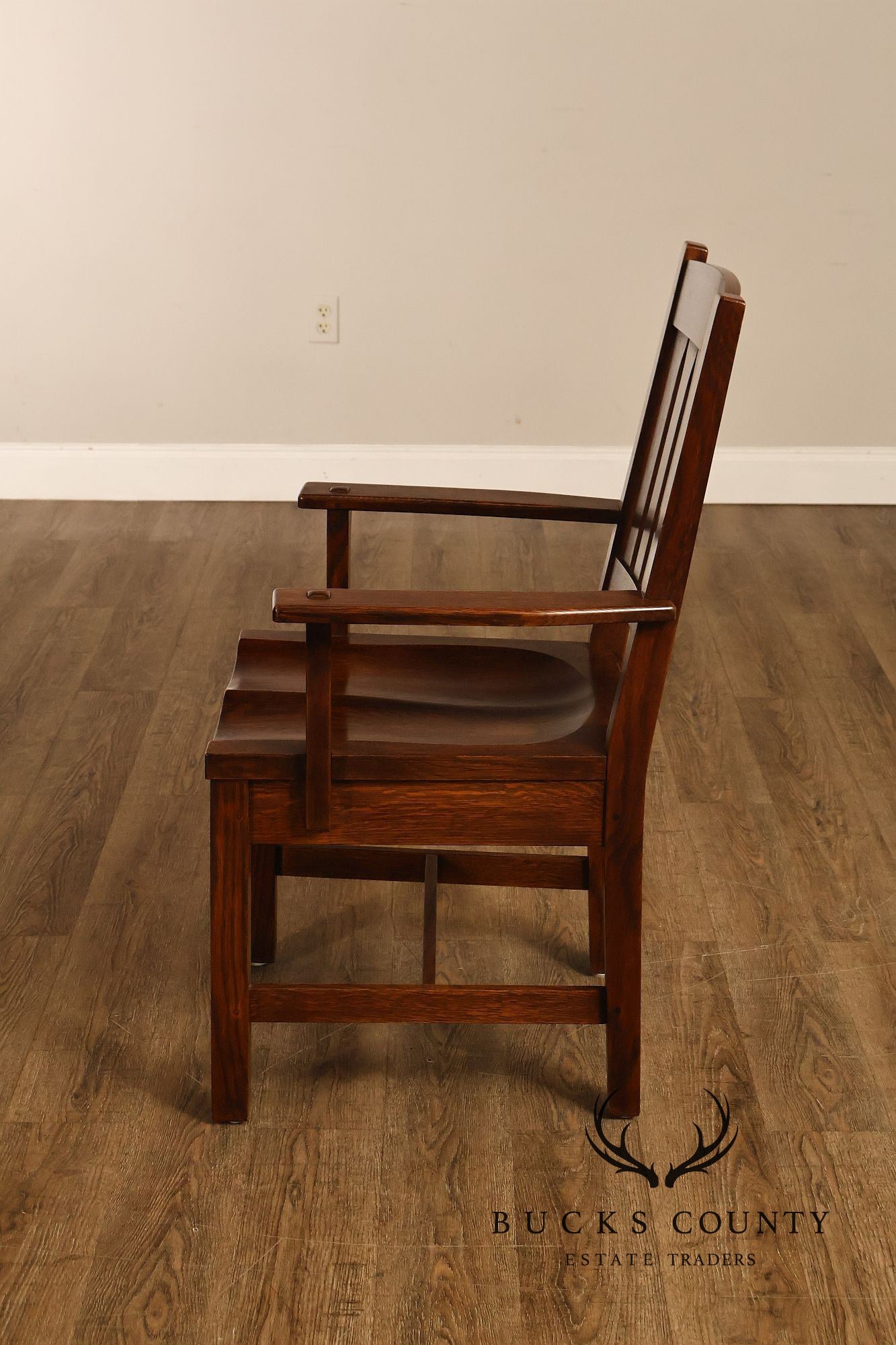 Stickley Mission Collection Pair Of Oak Cottage Armchairs