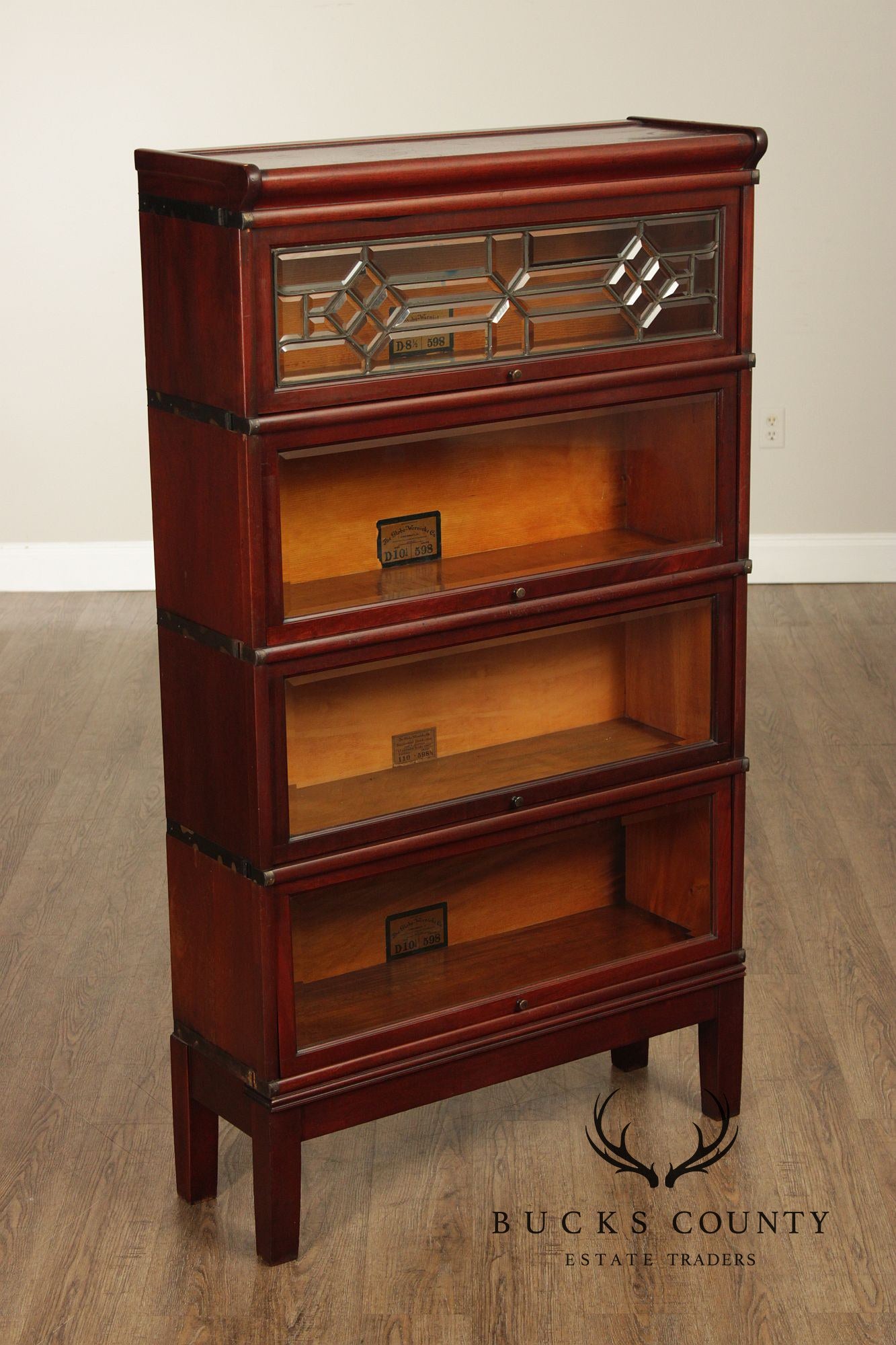Globe Wernicke Antique Mahogany Four-Section Barrister Bookcase