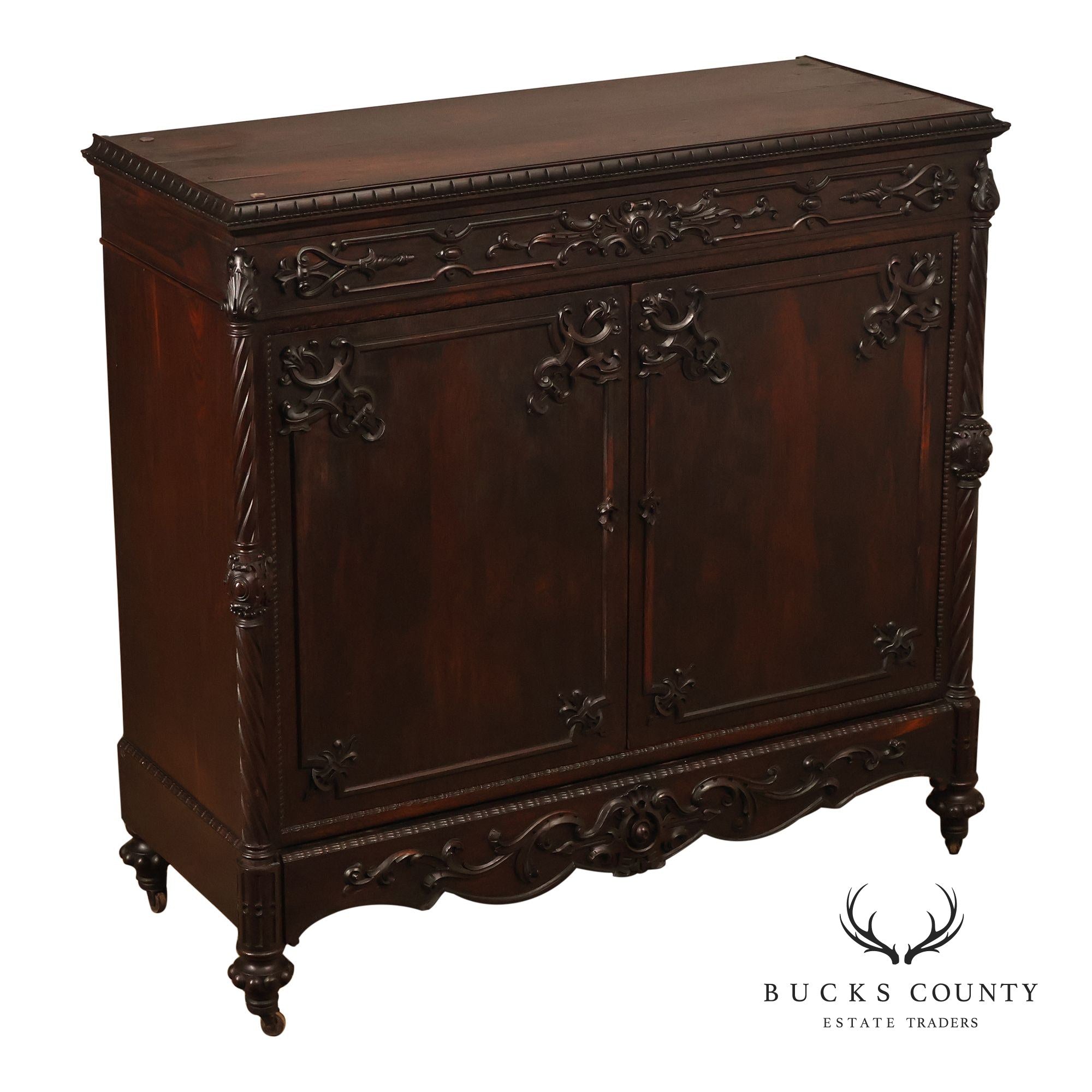 Antique Victorian Rosewood Carved Server