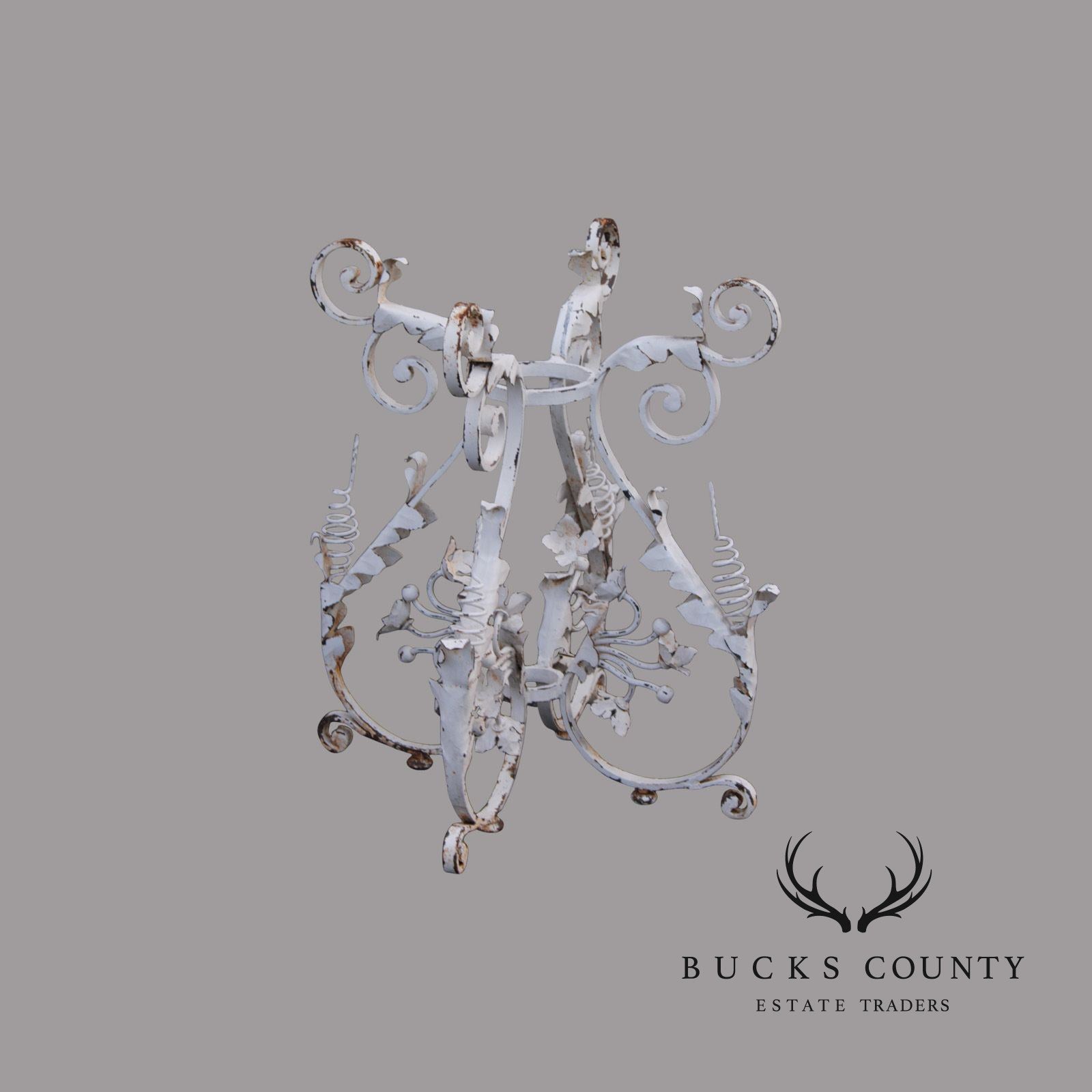 Vintage Italian Style Painted Wrought Iron Garden Plant Stand or Table Base