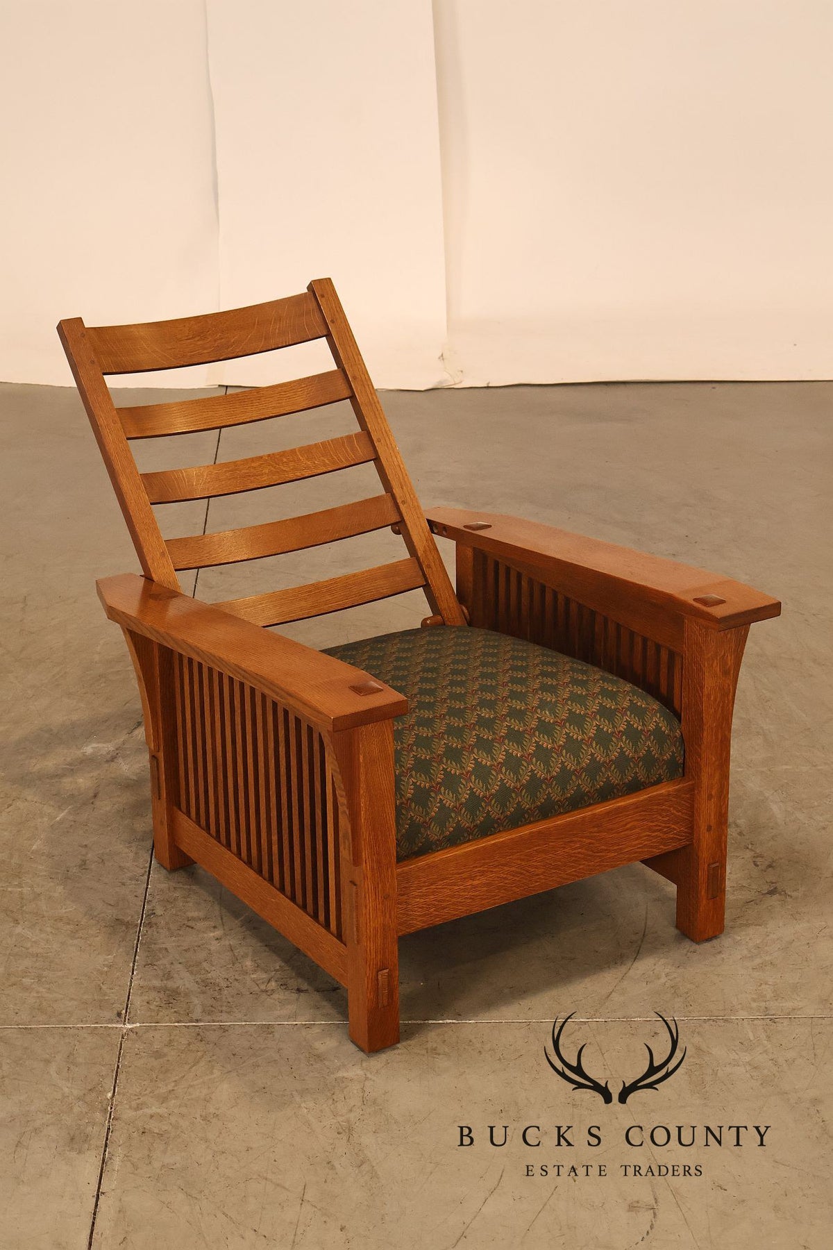Stickley Mission Collection Oak Bent Arm Morris Chair