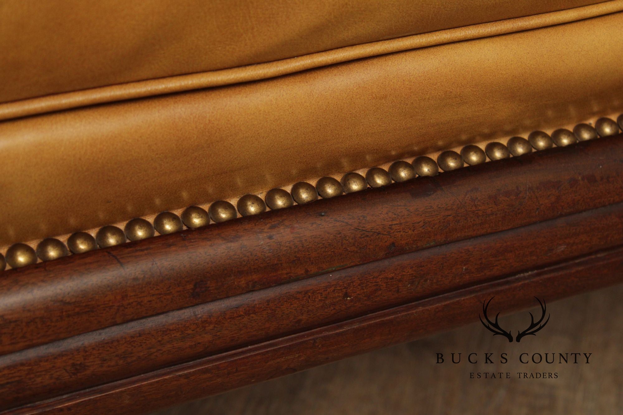Antique English Regency Mahogany and Tufted Leather Sofa