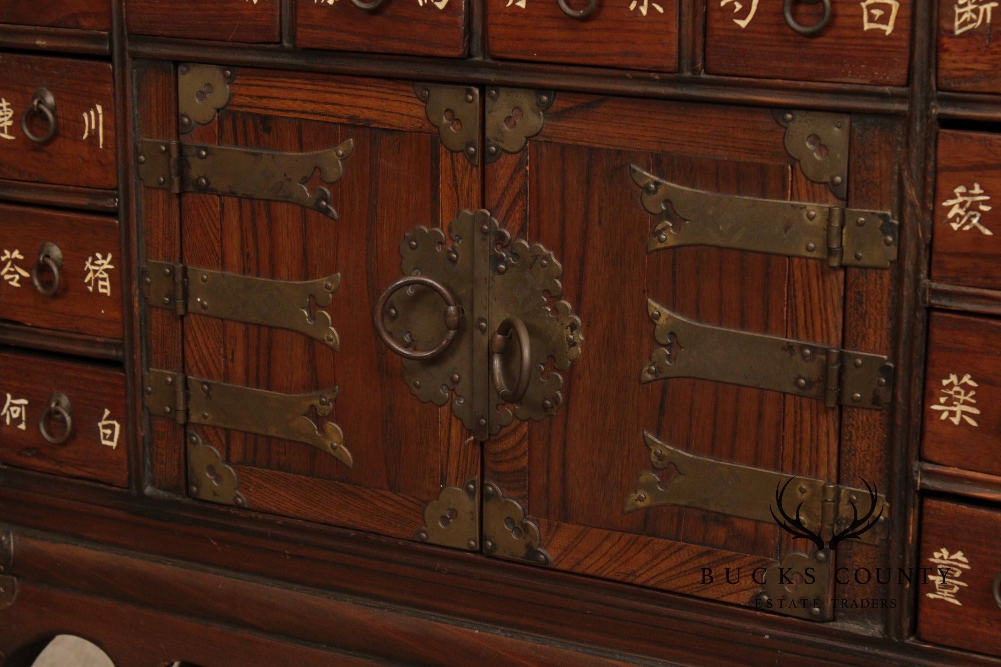Antique Chinese Elm Apothecary Cabinet