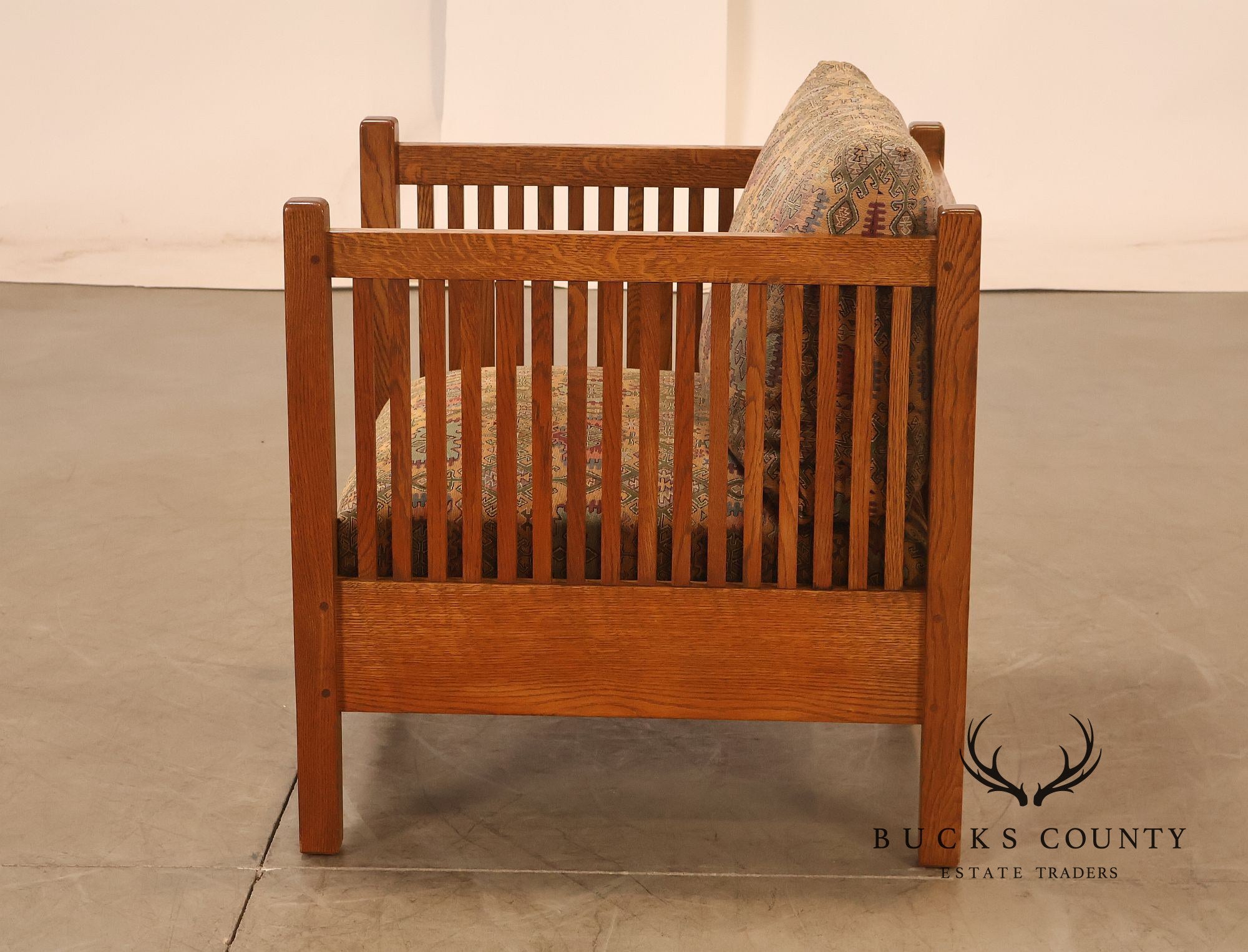 Stickley Mission Collection Oak Spindle Cube Lounge Chair