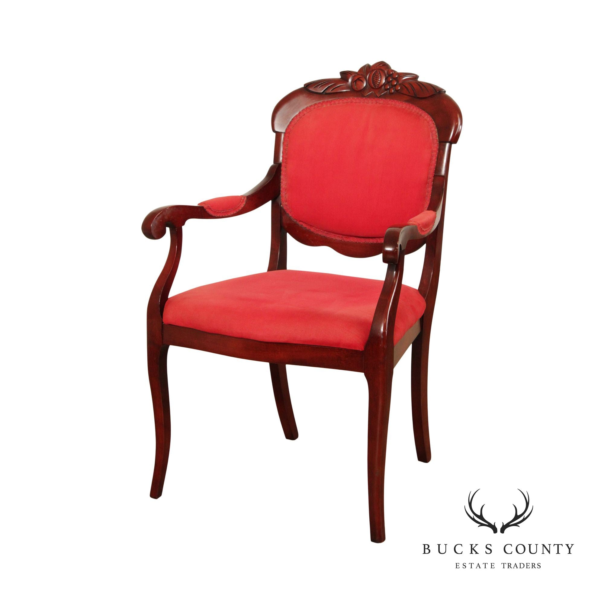 Victorian Style Carved Mahogany Armchair