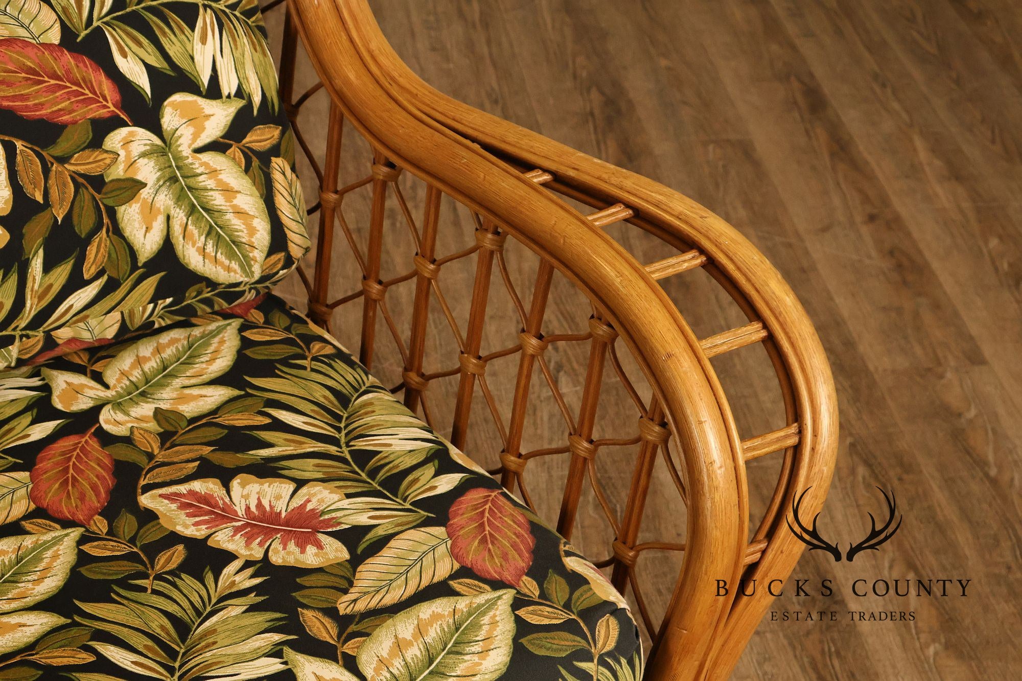 Lane Venture Wicker Lounge Chair With Tropical Upholstery