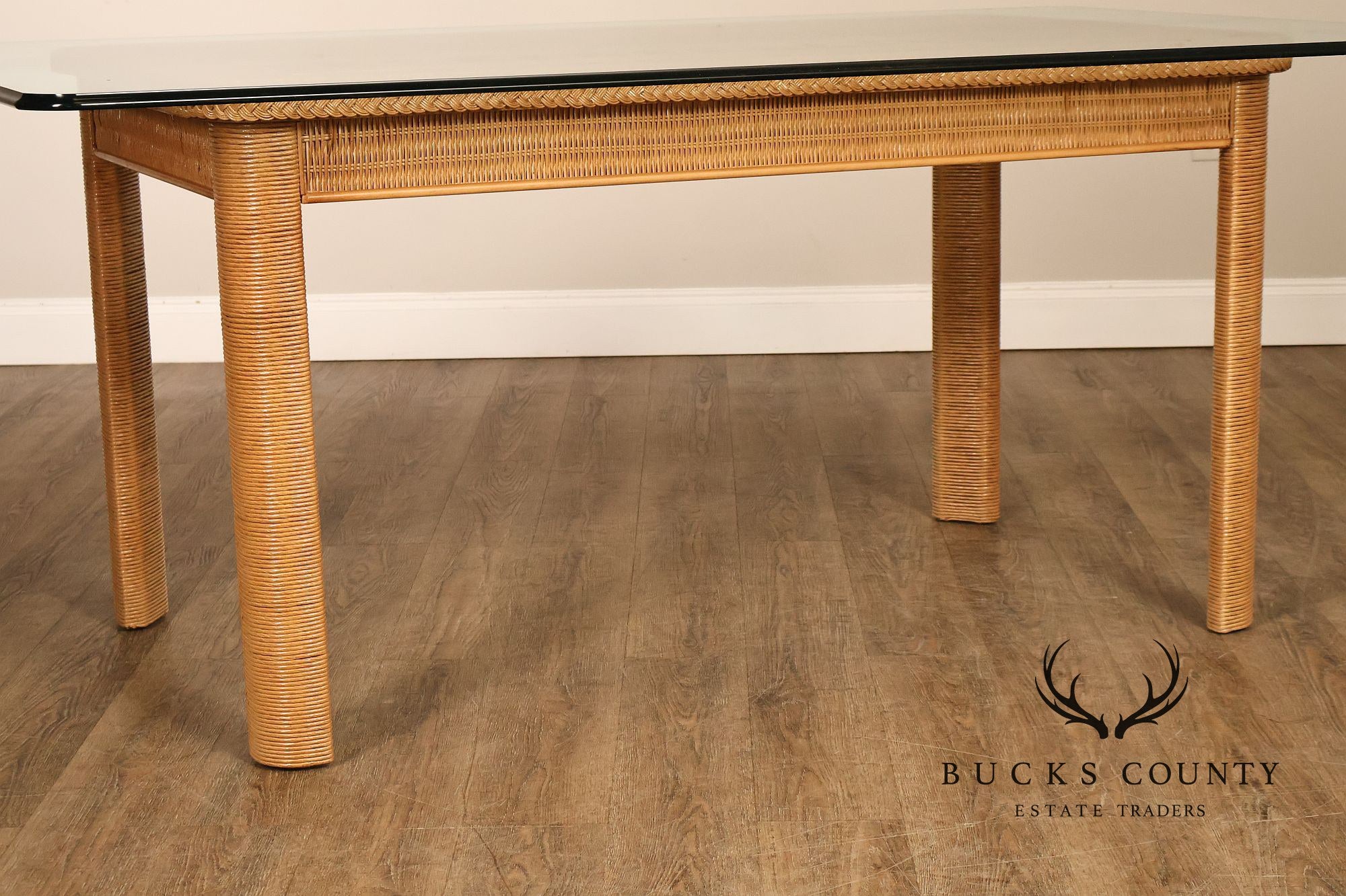 Lexington Henry Link Glass Top Wicker Dining Table