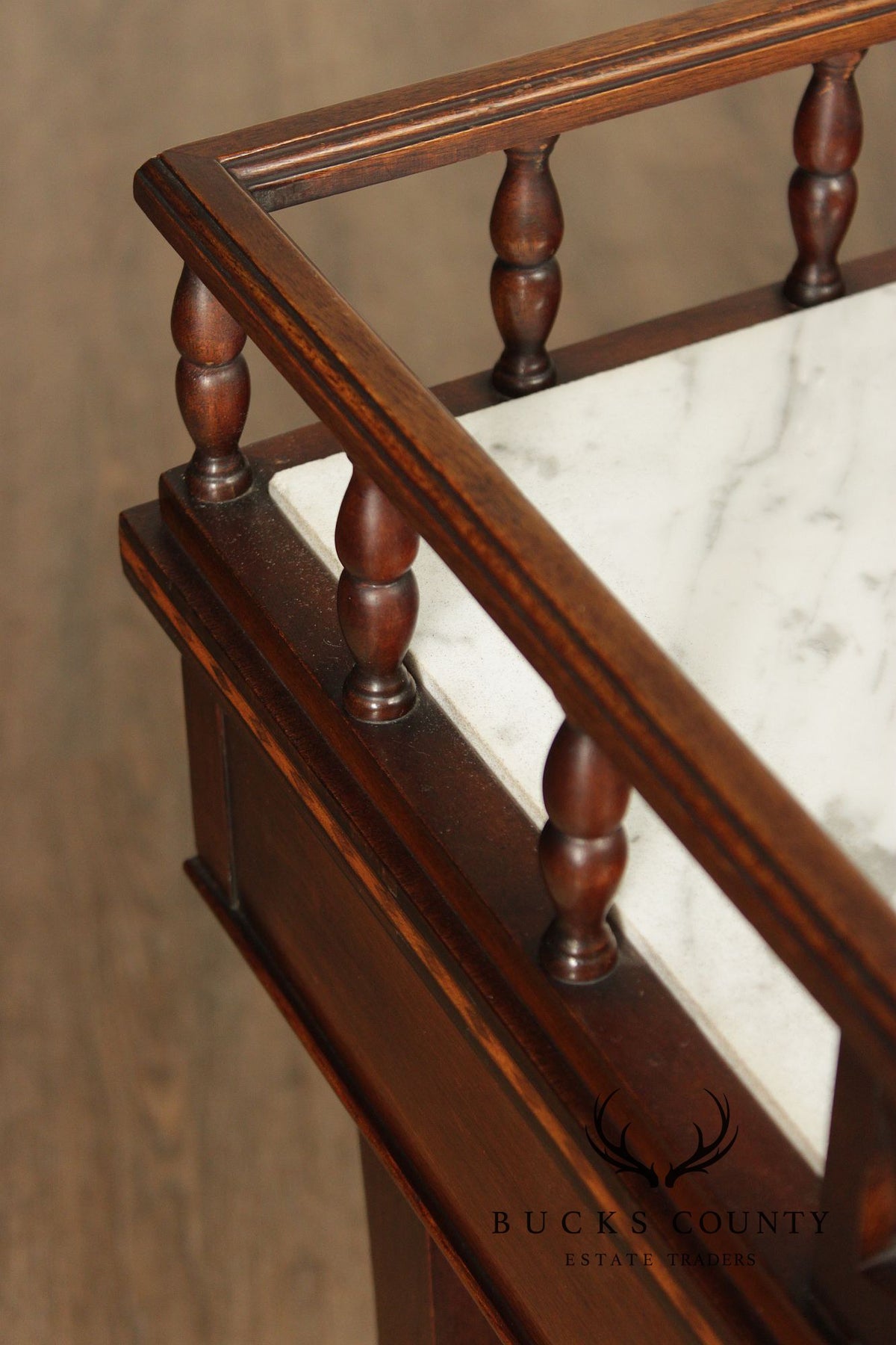 Vintage Hepplewhite Style Mahogany Marble Top Console Server Table