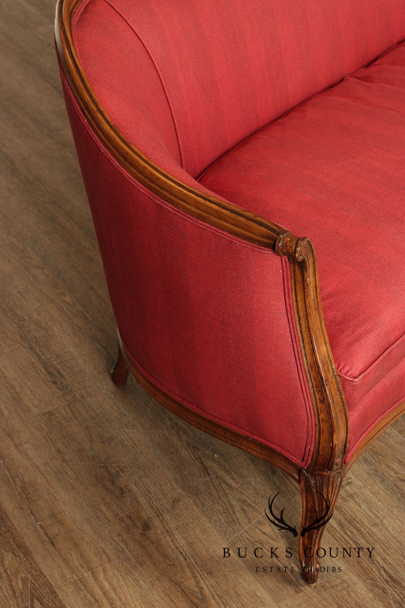 French Louis XV Style Walnut Upholstered Sofa