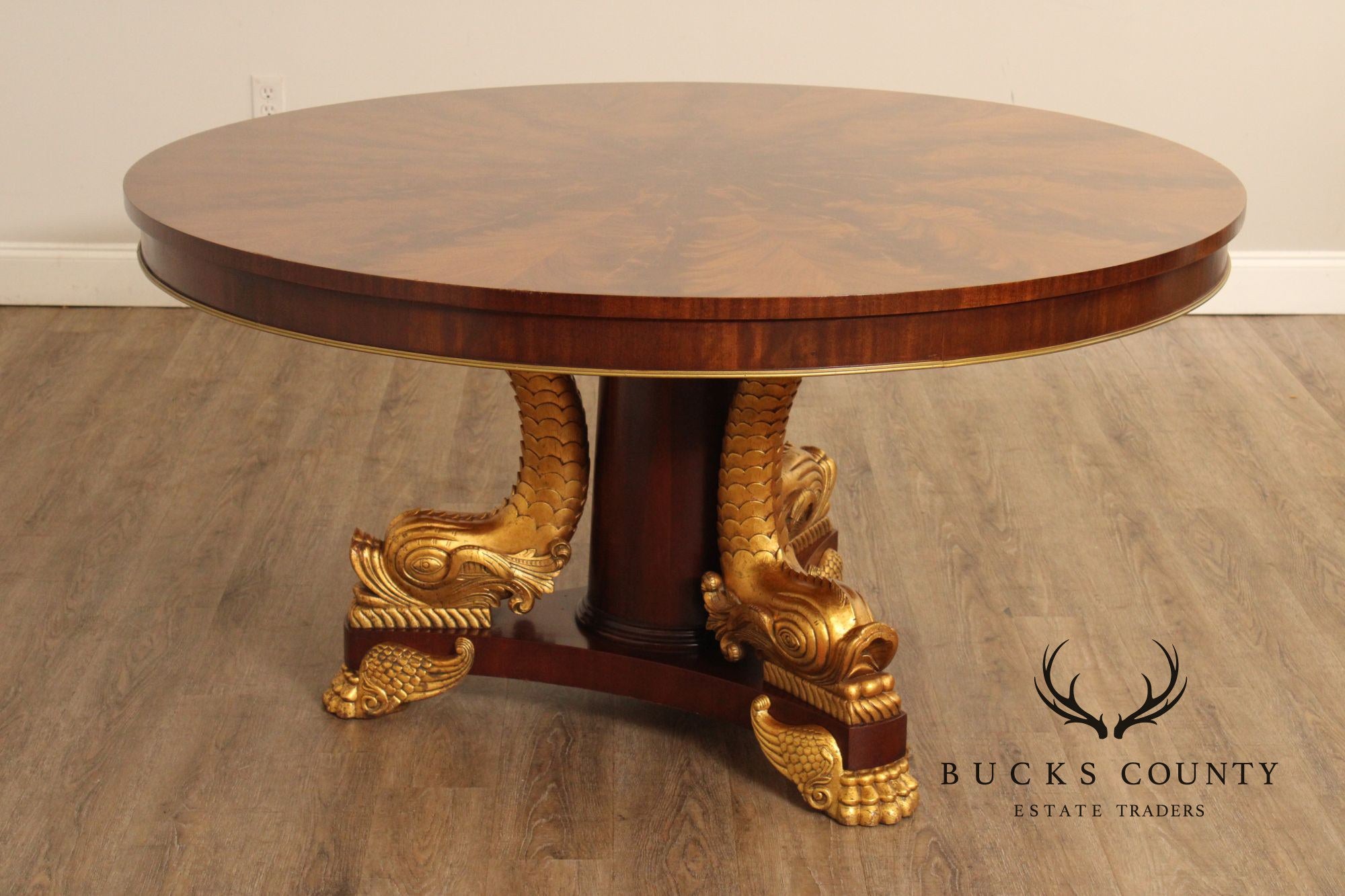 John Widdicomb Rococo Style Partial Gilt Round Mahogany Center Table
