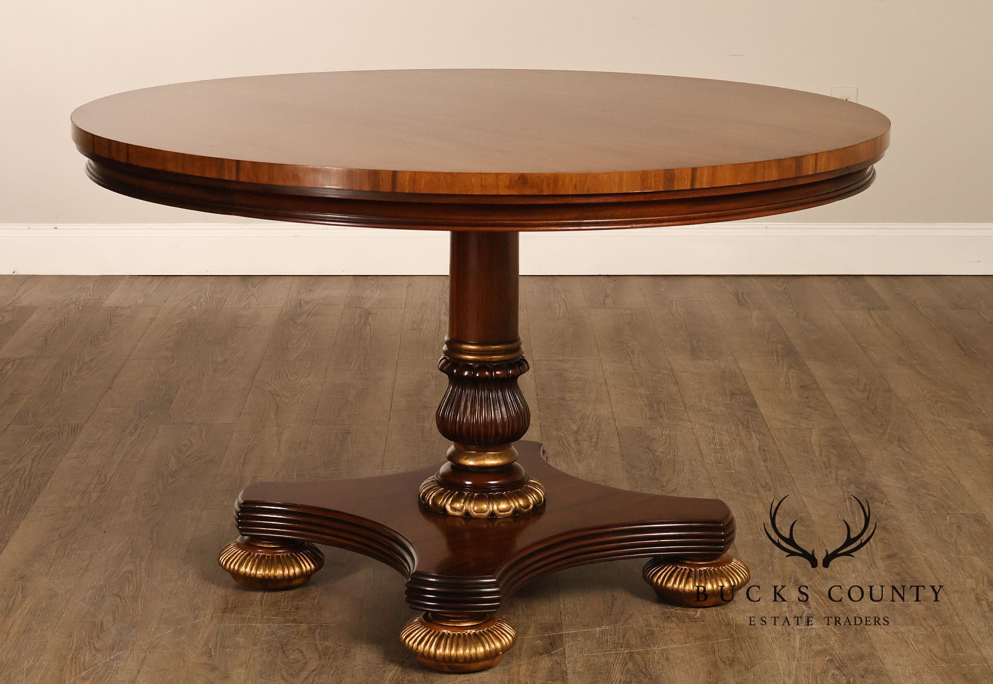 English Regency Style 48" Round Mahogany Center Table