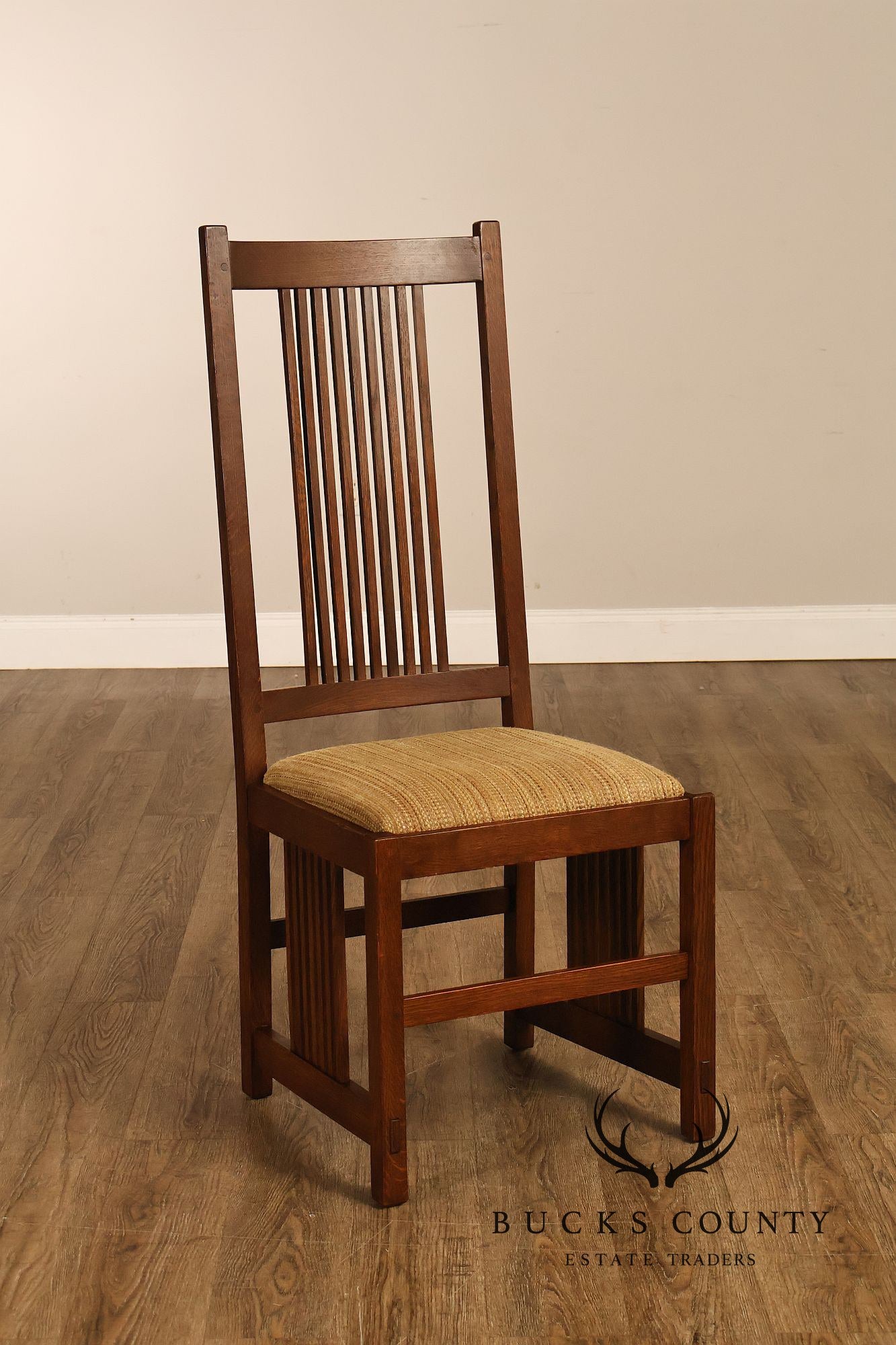Stickley Mission Collection Pair of Oak Spindle Side Dining Chairs