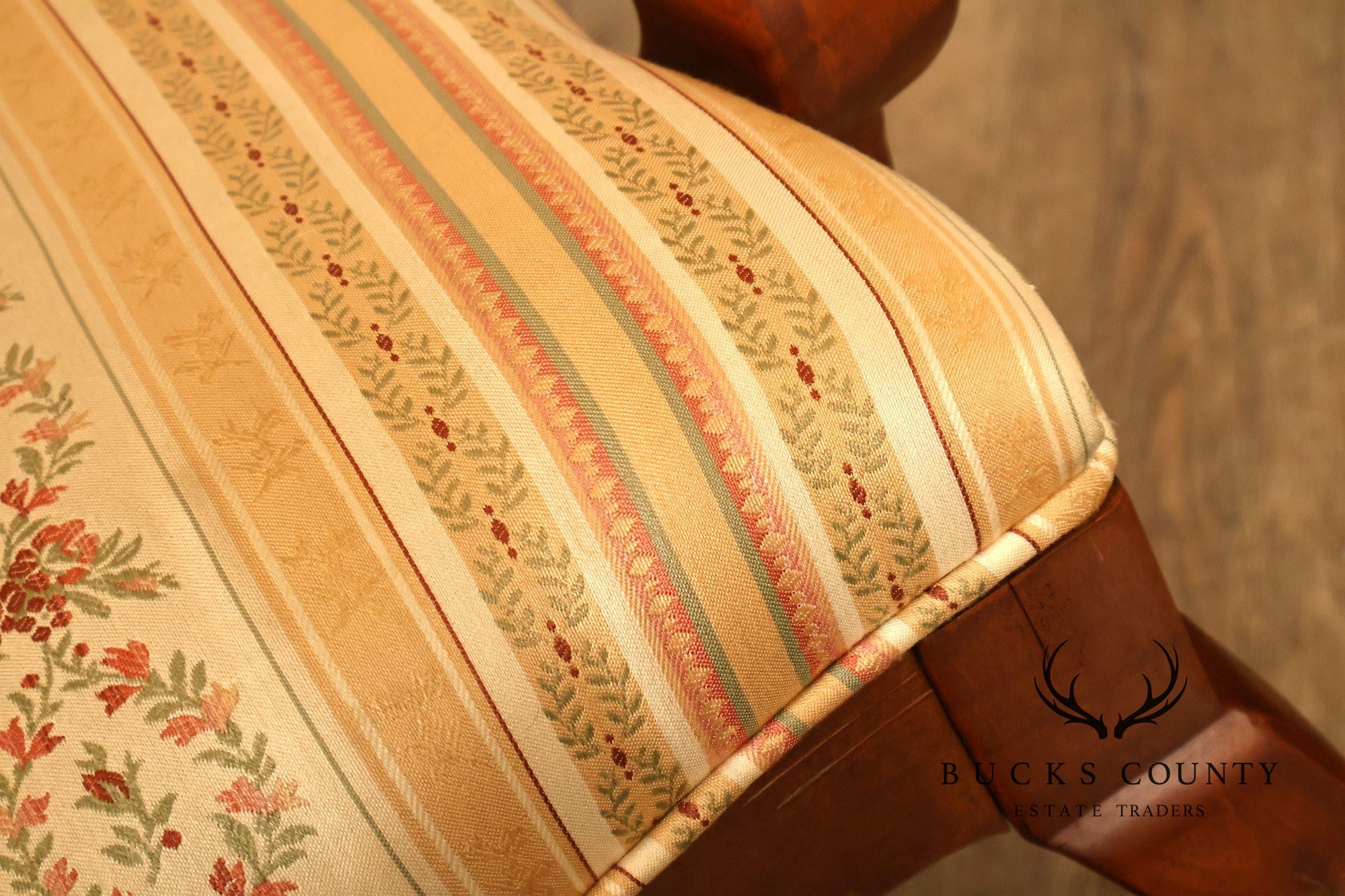 Century French Provincial Style Pair Of Upholstered Ladderback Armchairs