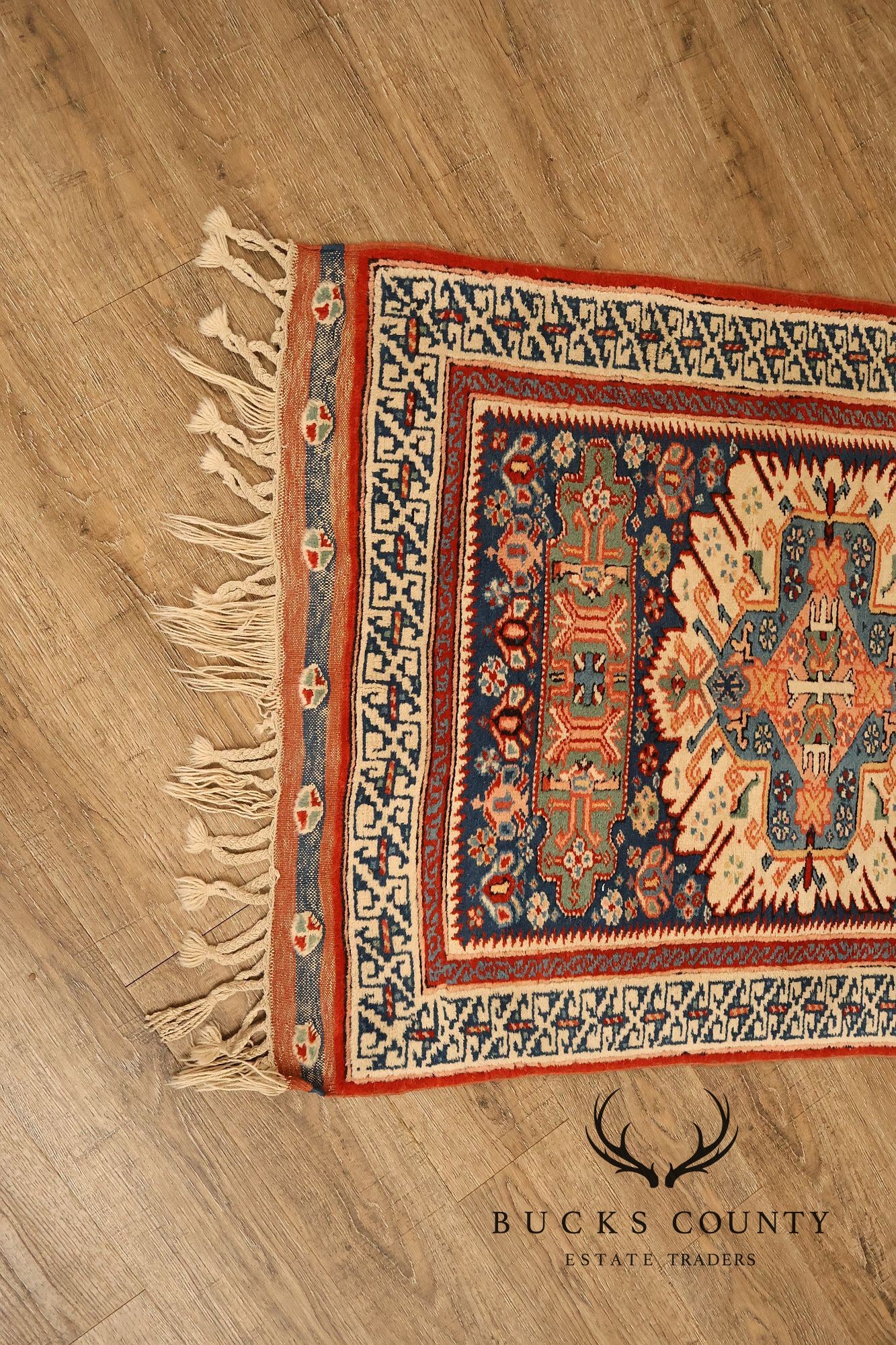 Vintage Hand Tied Wool Kazak Tribal Long Runner Rug