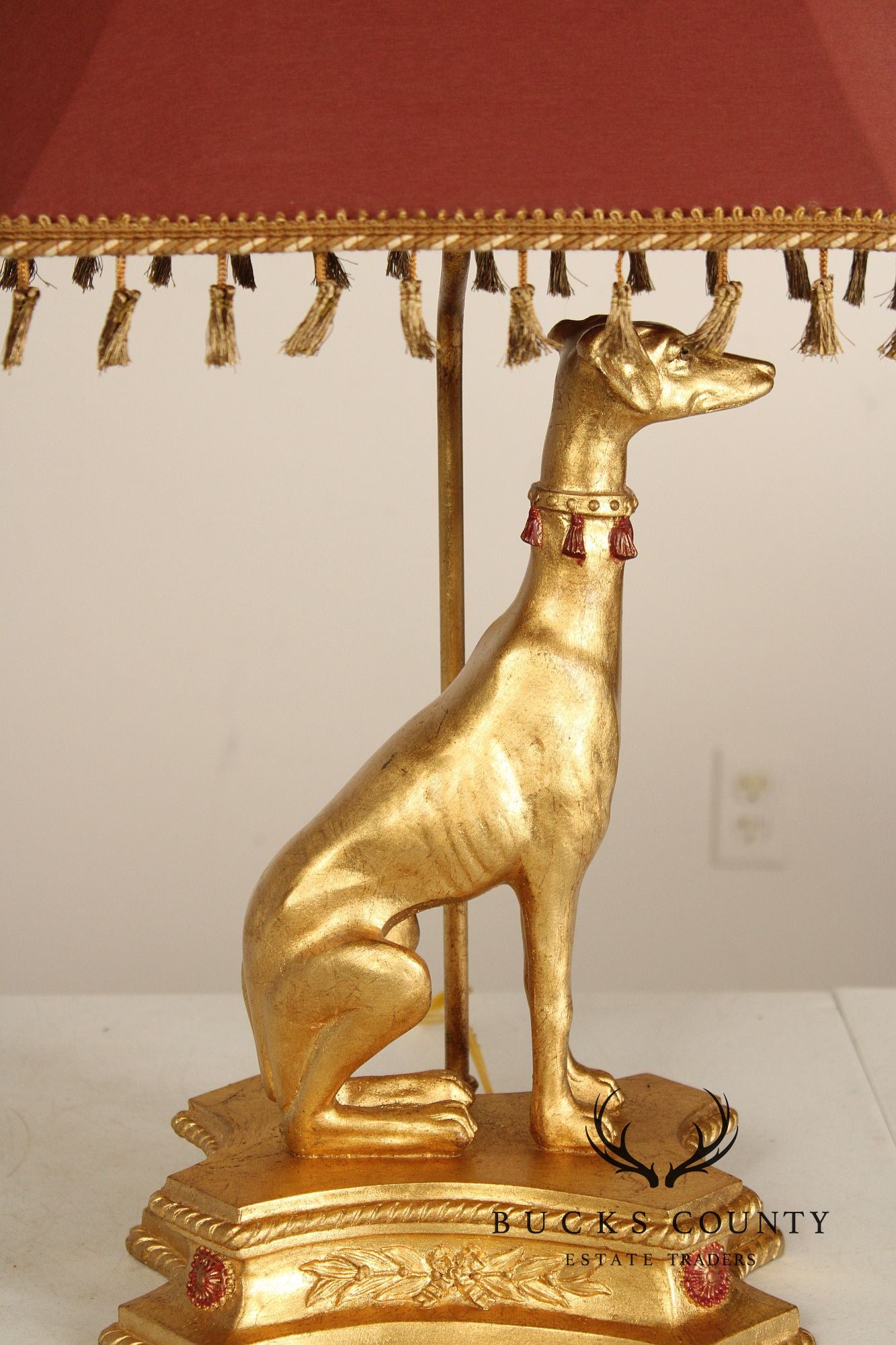 Egyptian Revival Pair Of Gilt Greyhound Table Lamps