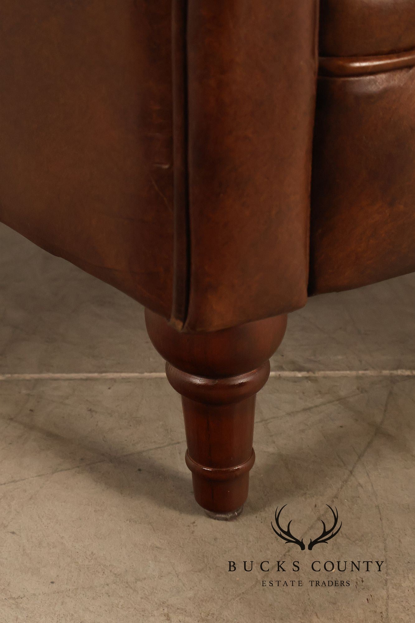 Moe's Home Collection Pair of Tufted Distressed Brown Leather Armchairs