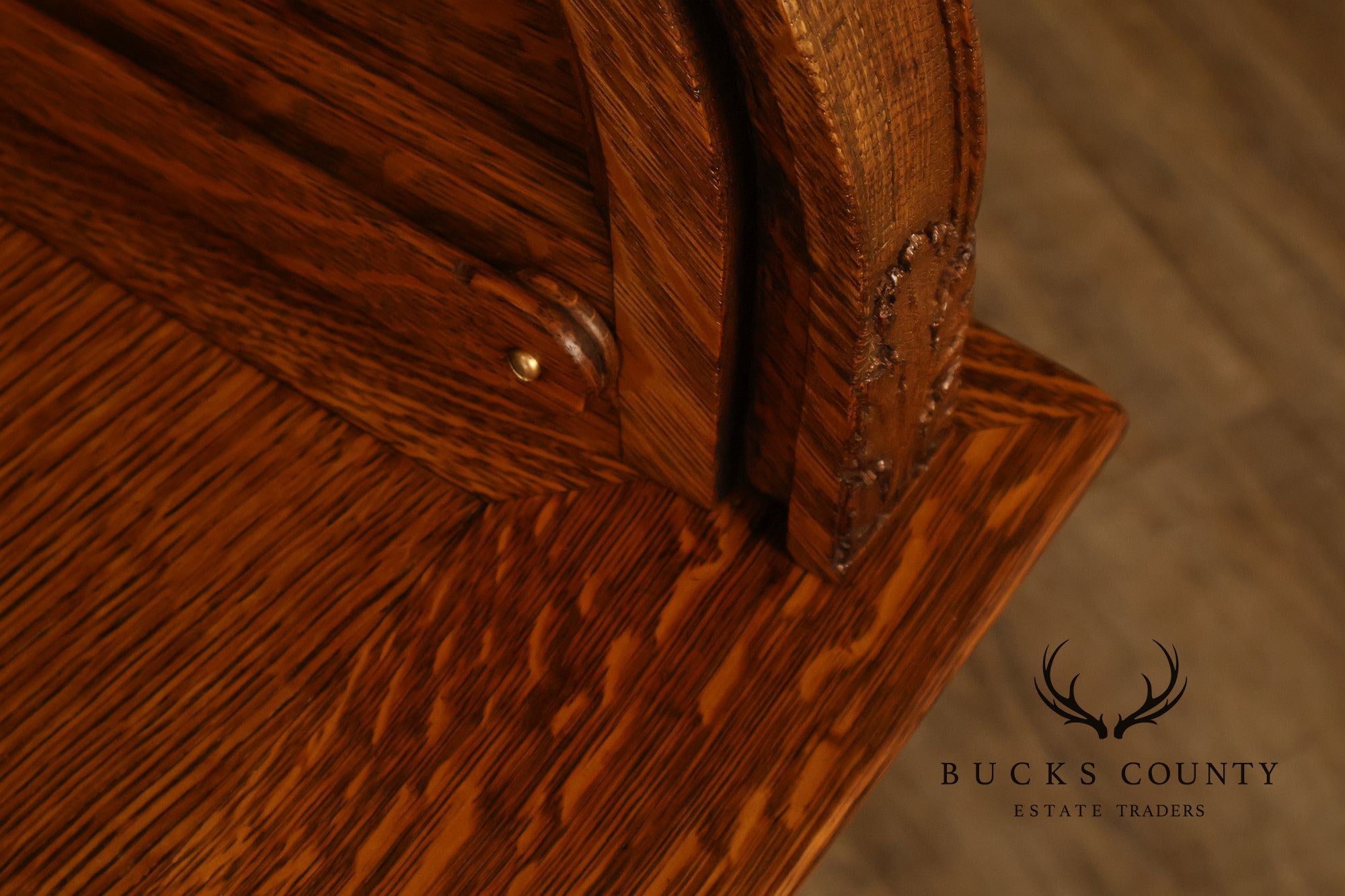 Exceptional Antique Quarter Sawn Oak Roll Top Desk With Carved 'Reading Hardware Co." Crest Panel