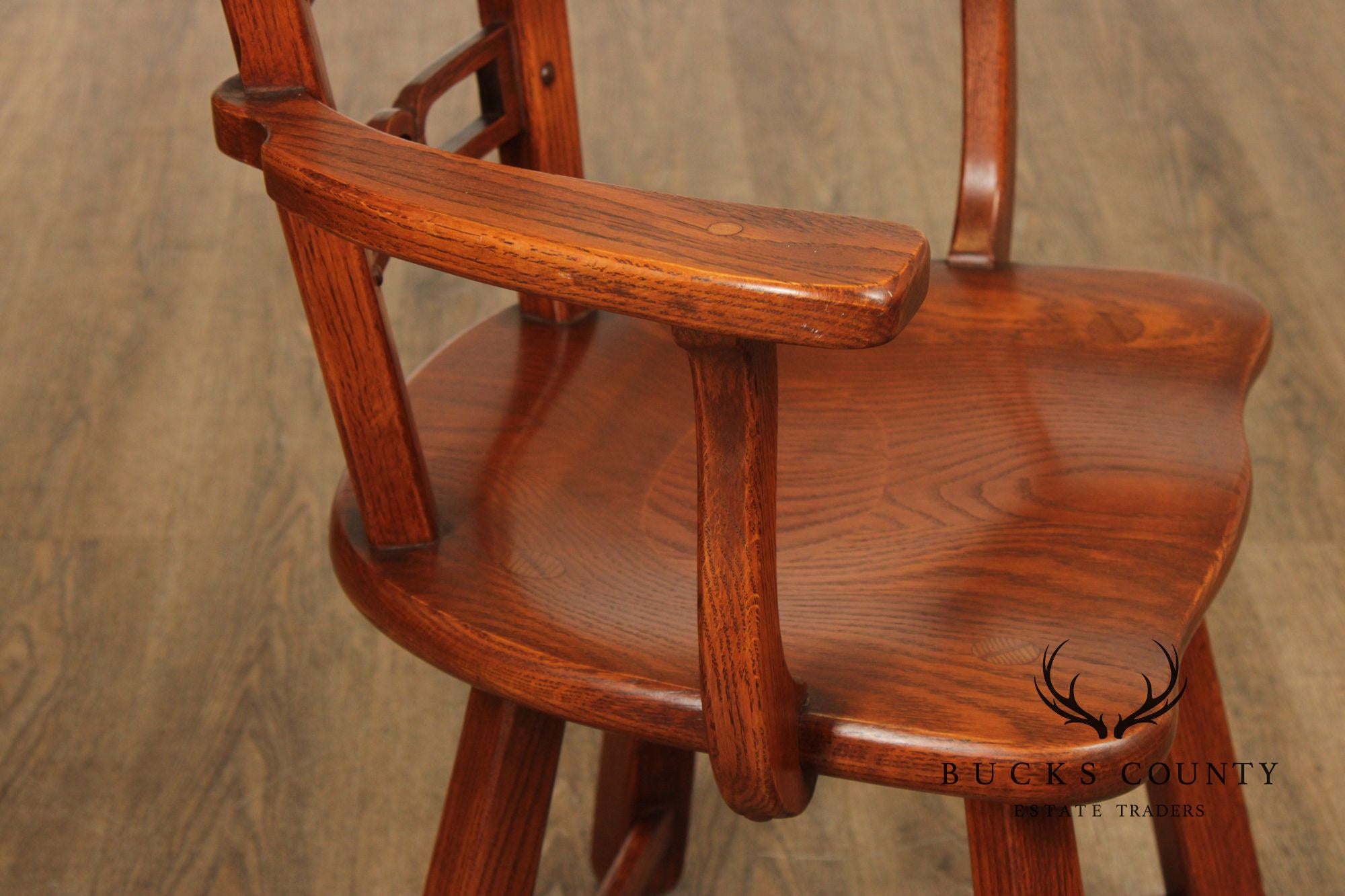 Romweber Set of Six Horse Carved Oak Dining Chairs