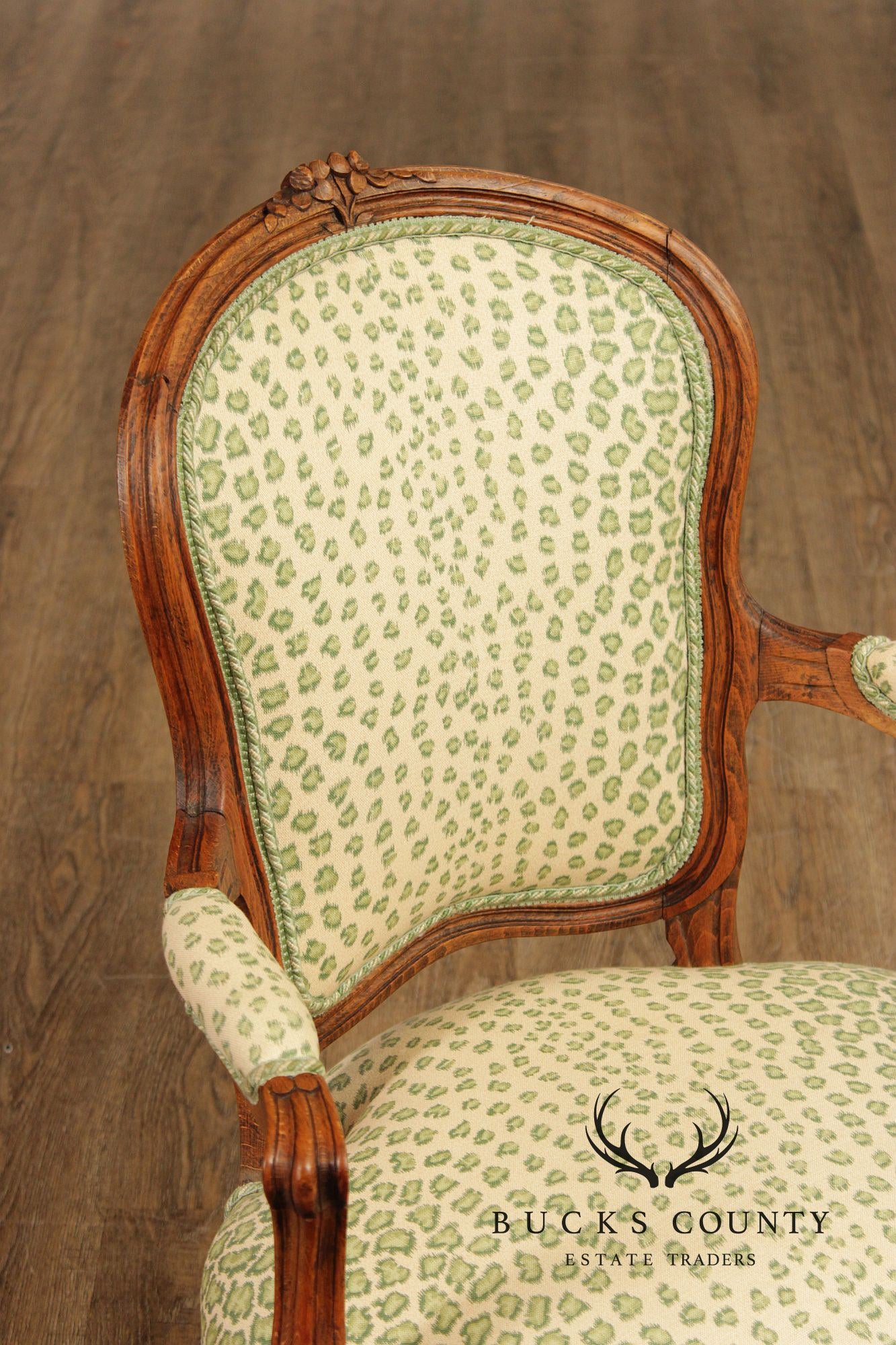 French Louis XV Style Pair of Fauteuil Armchairs
