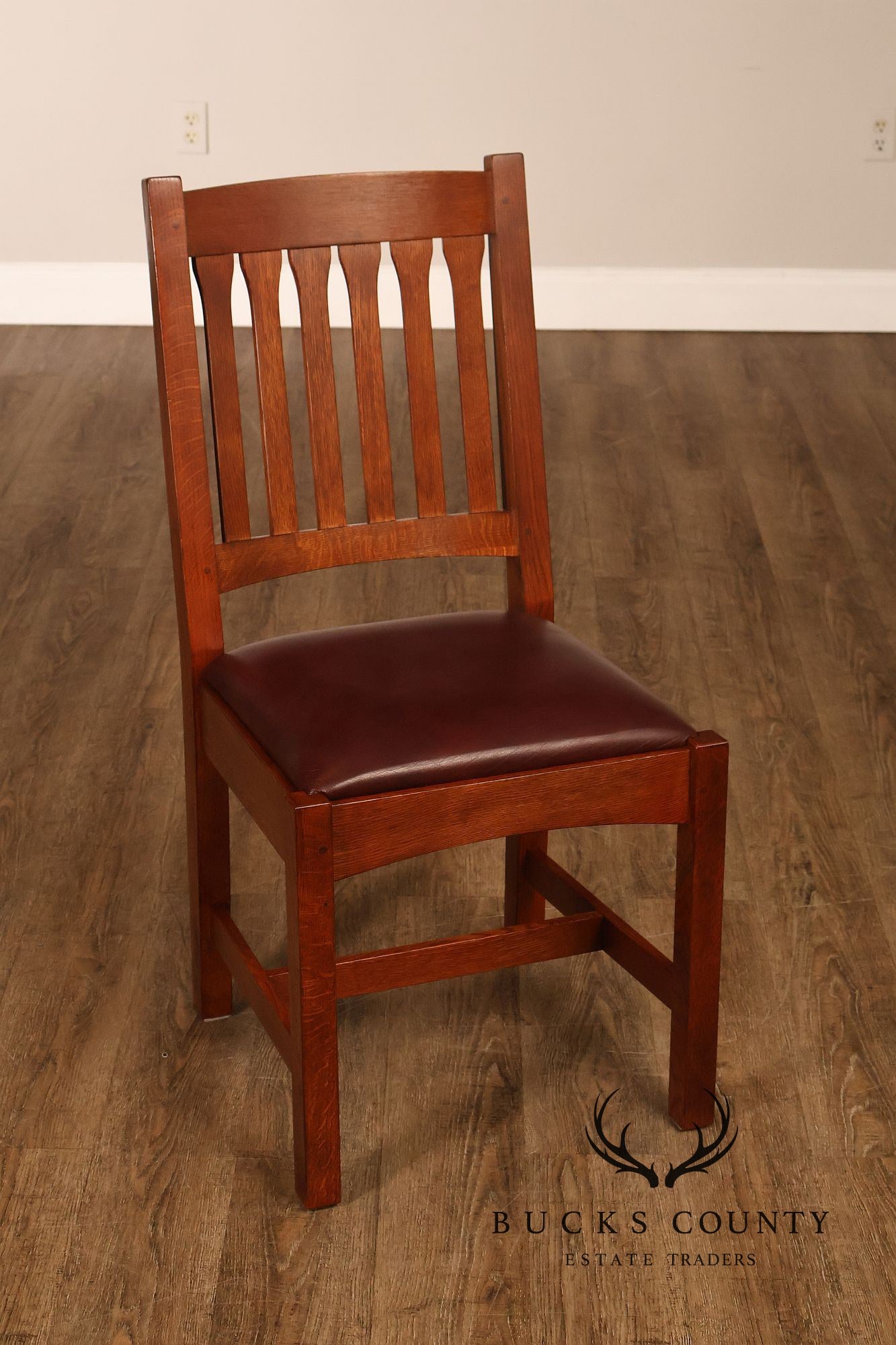 Stickley Mission Collection Set Of Four Oak Dining Side Chairs