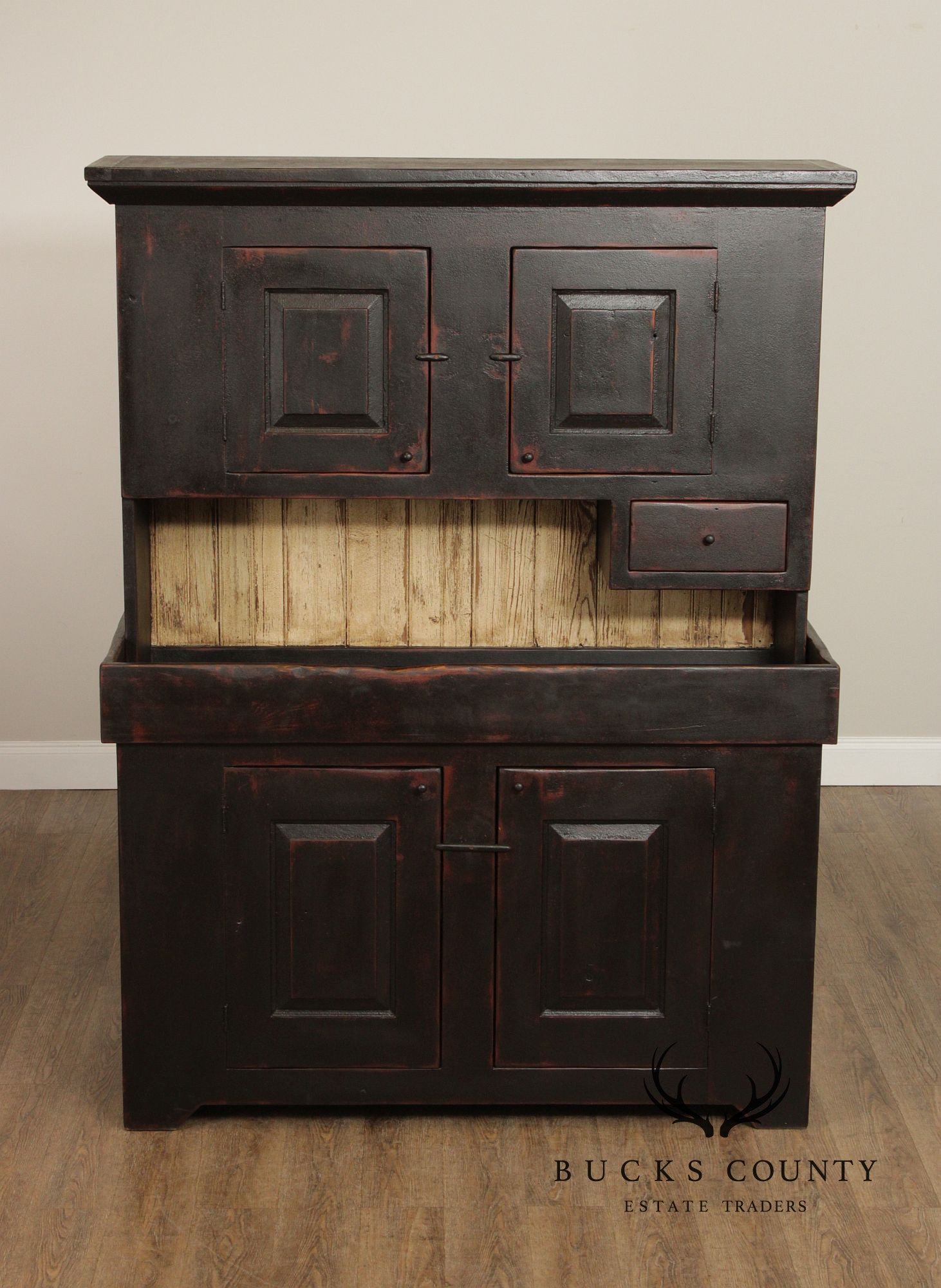 Hand Crafted Primitive Farmhouse Painted Dry Sink Hutch