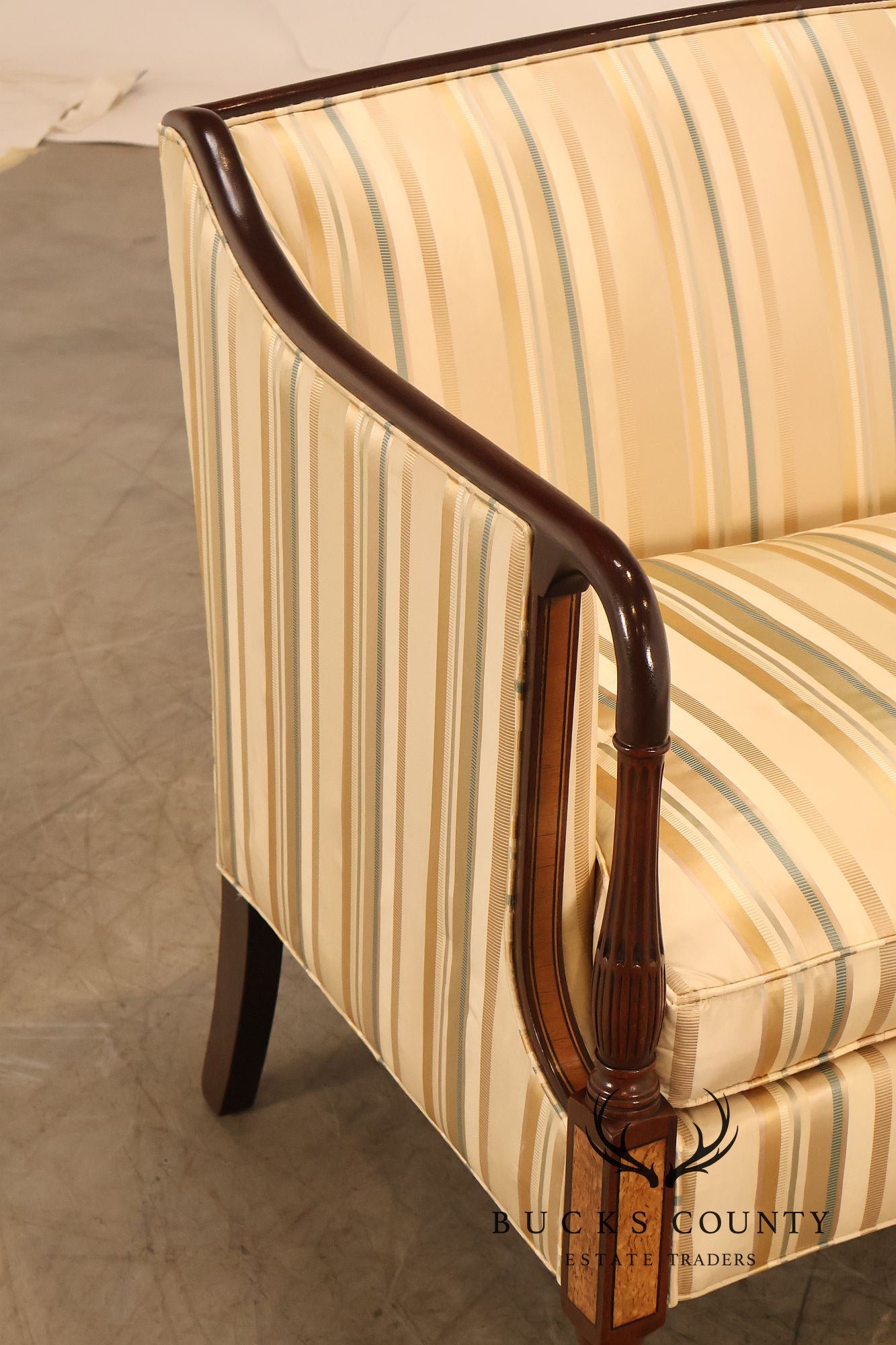 Southwood Sheraton Style Inlaid Mahogany Loveseat